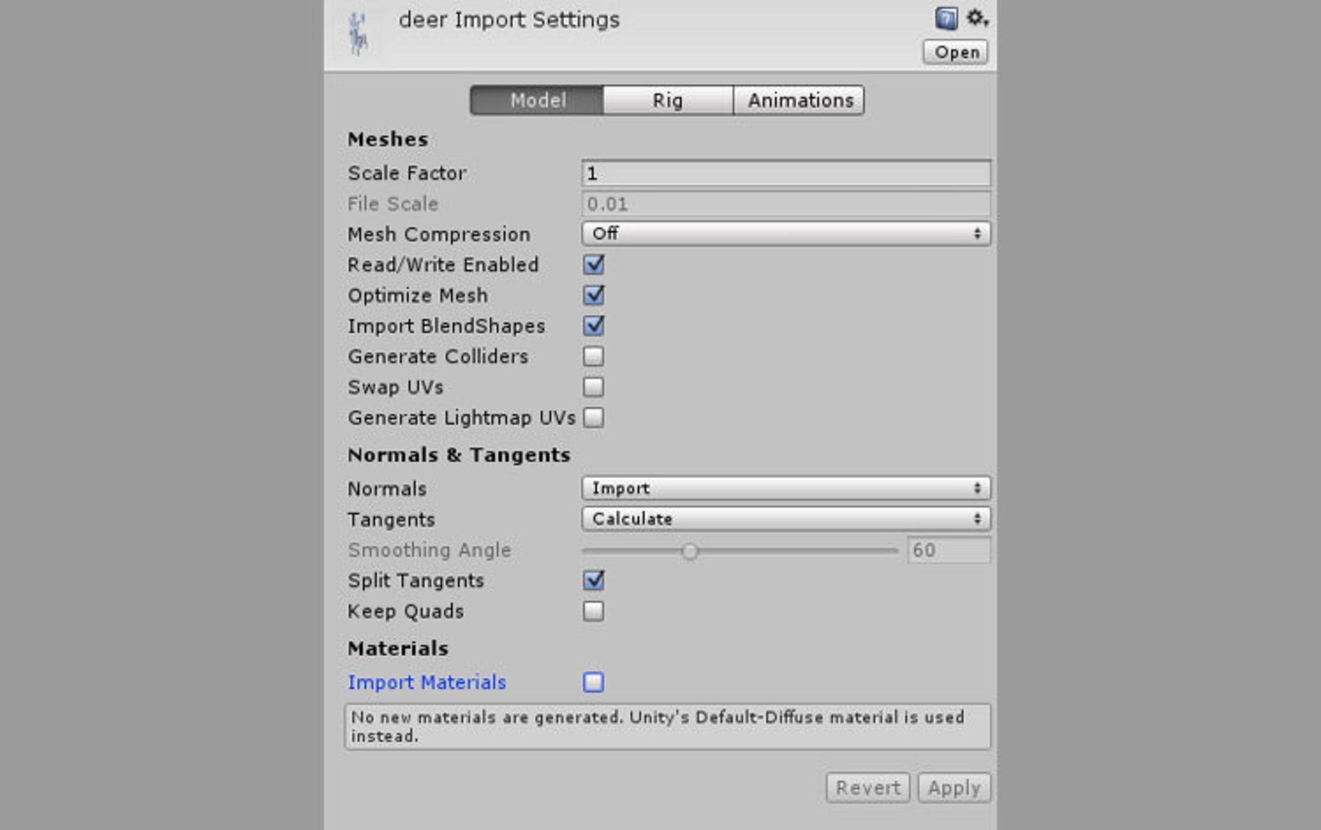 unity import setting