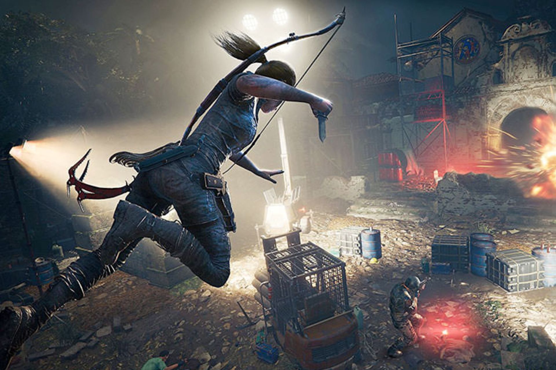 لارا کرفات در مخفی کشتن دشمنان از ارتفاعات بازی Shadow of the Tomb Raider