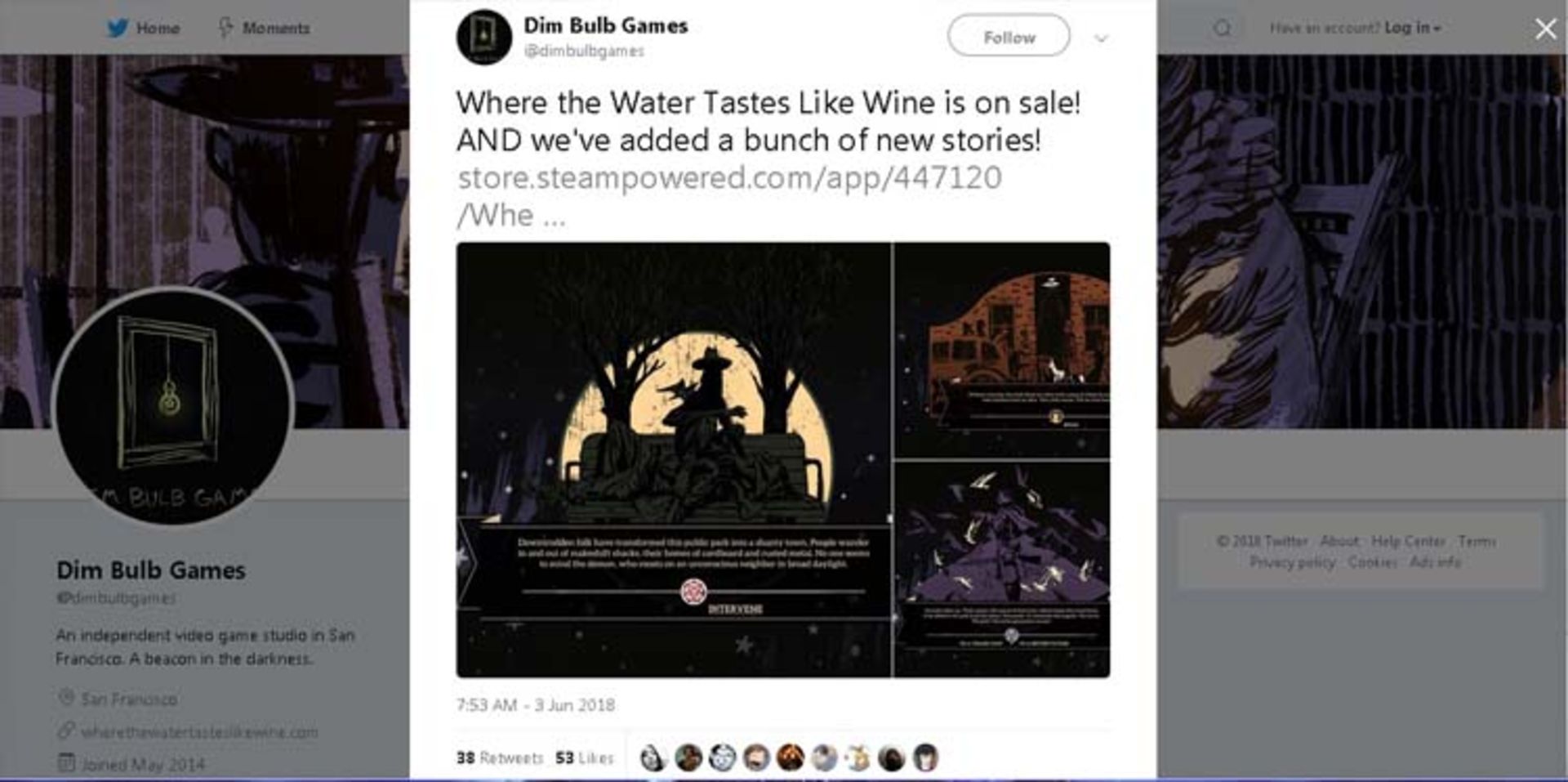 Where the Water Tastes Like Wine tweet