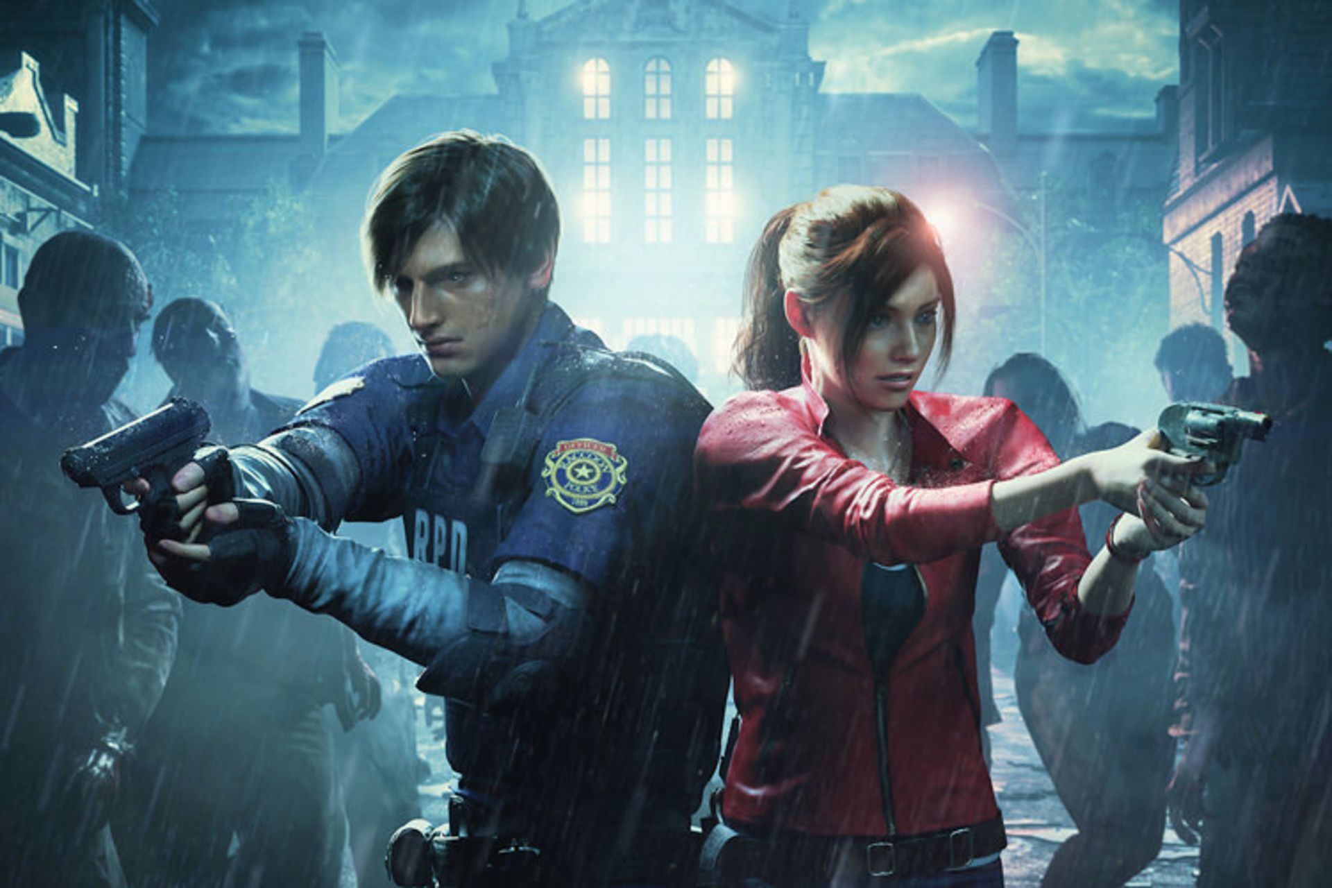 بازی Resident Evil 2 با نمایش کلر ردفیلد و لیان اسکات کندی در میان زامبی های شهر راکون