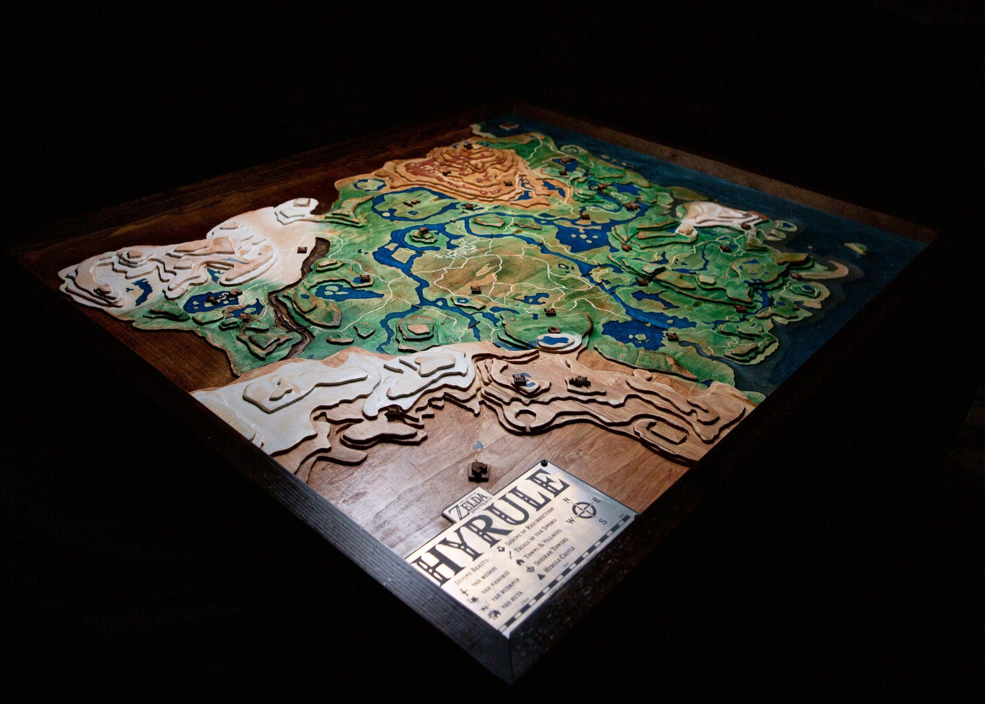 Wooden Topographical Map from Breath of the Wild