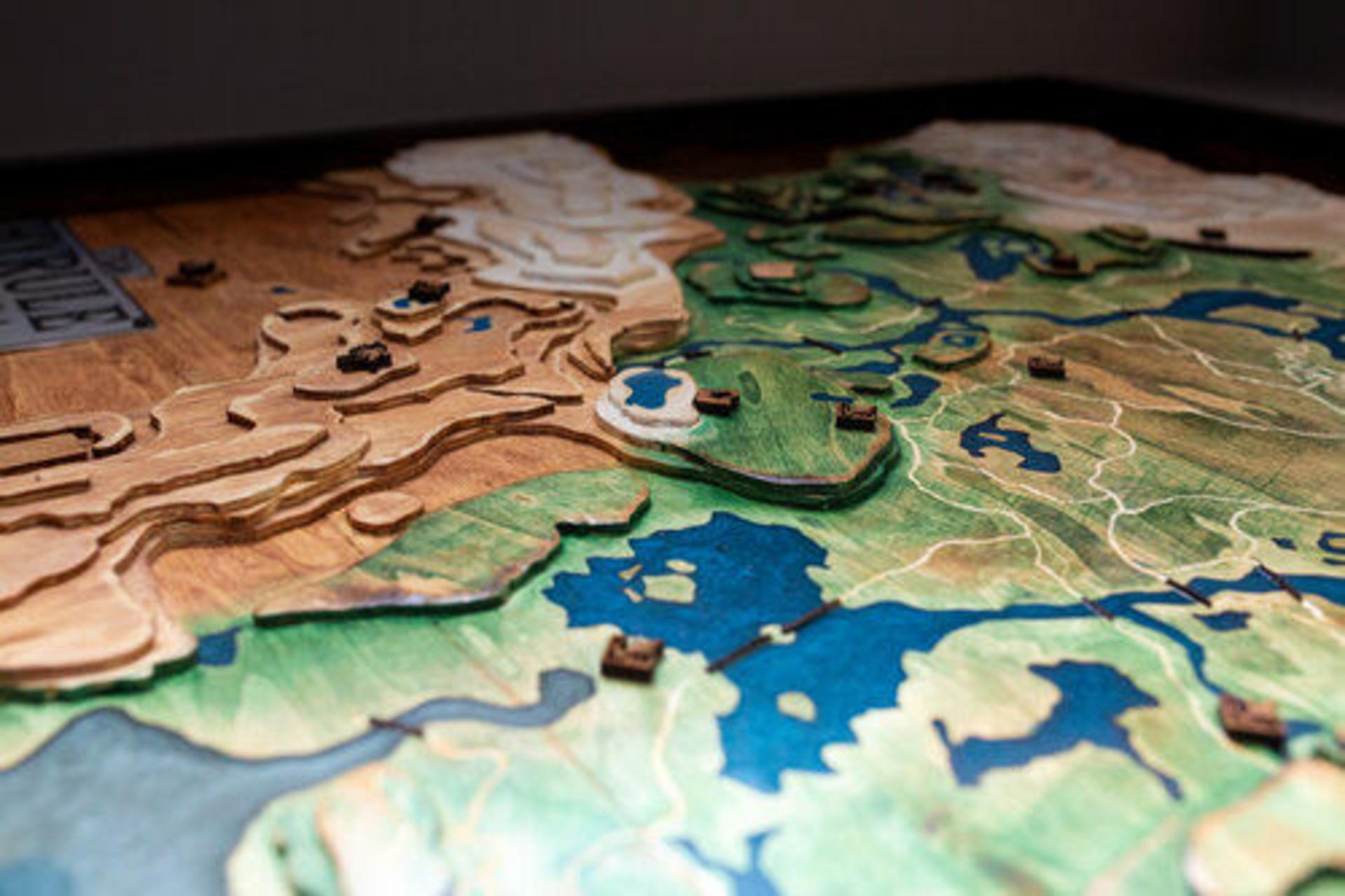Wooden Topographical Map from Breath of the Wild