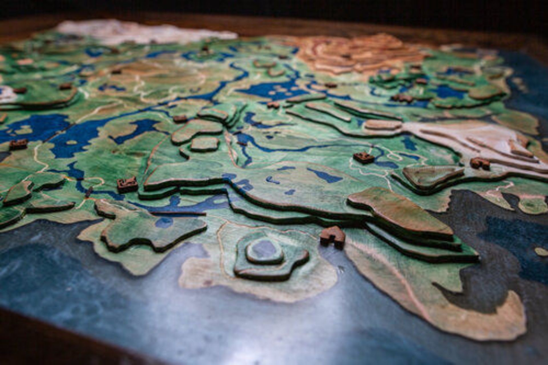 Wooden Topographical Map from Breath of the Wild