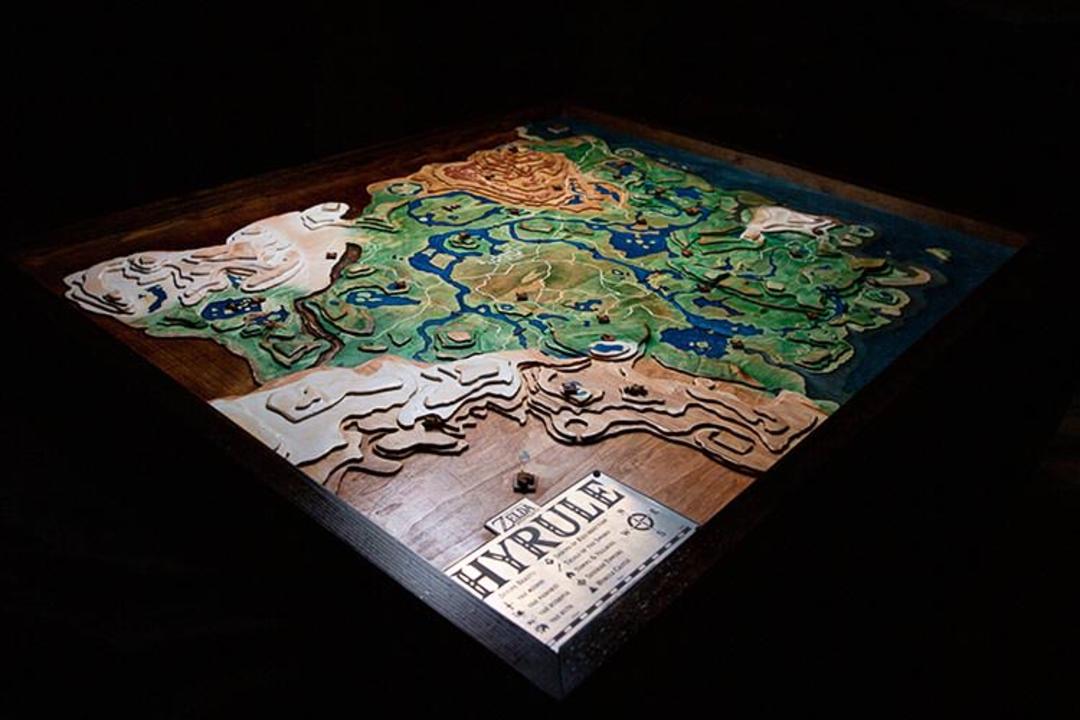 Wooden Topographical Map from Breath of the Wild