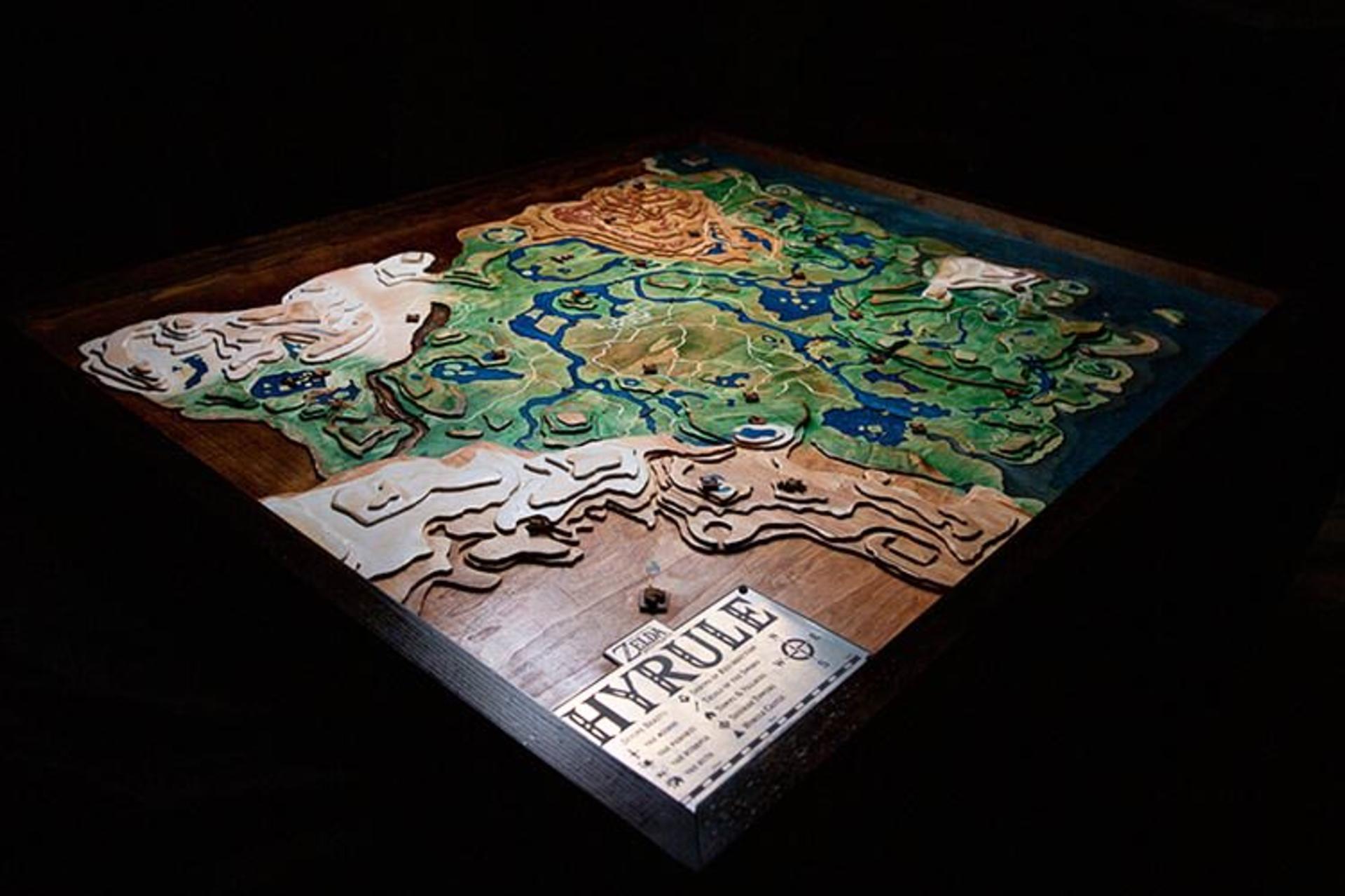 Wooden Topographical Map from Breath of the Wild