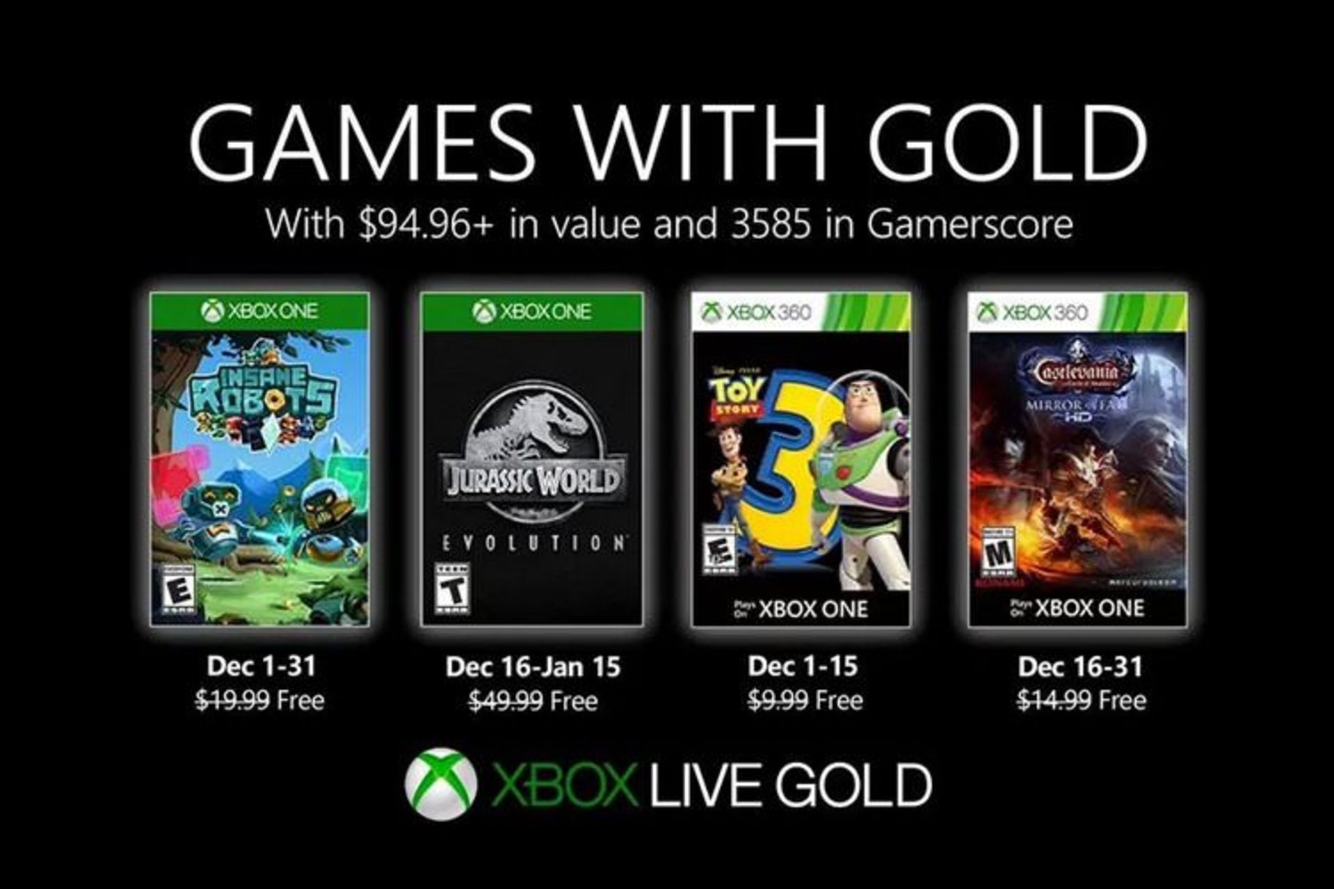 بازی های رایگان Xbox Live Gold دسامبر 2019