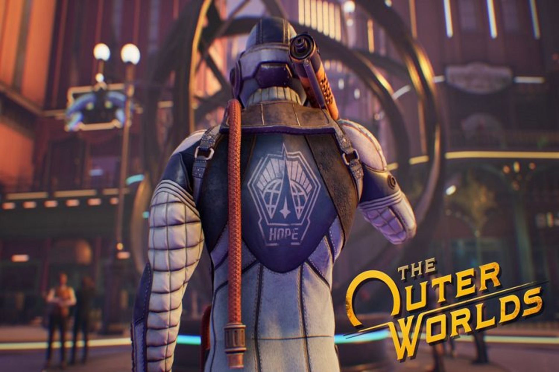 قهرمان The Outer Worlds سلاح به دست و پشت به دوربین