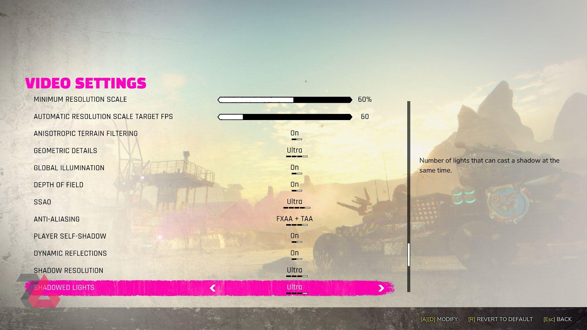 Rage 2 Video Setting Menu 2