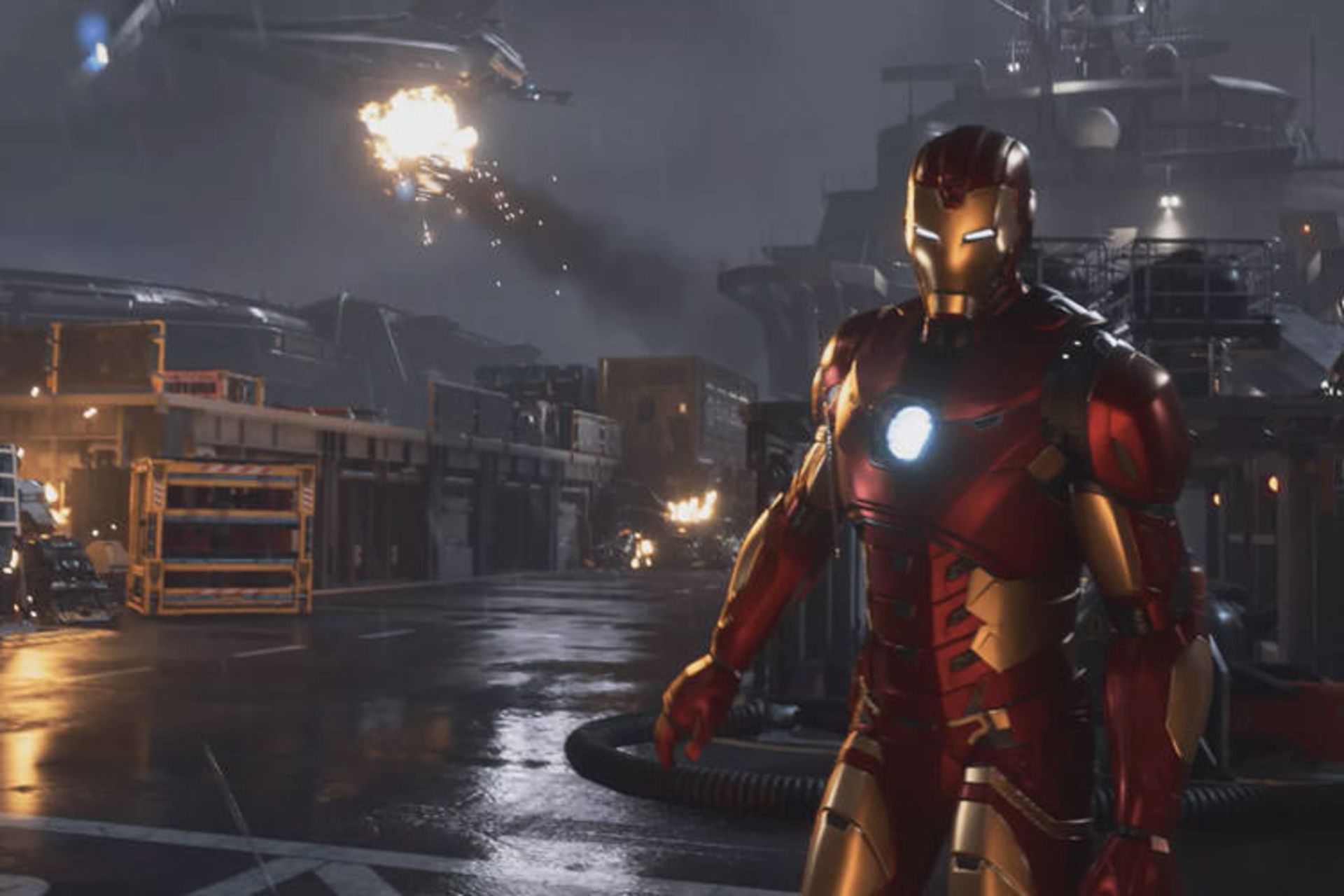 آیرون من در حال نابودی دشمنان در Marvel's Avengers