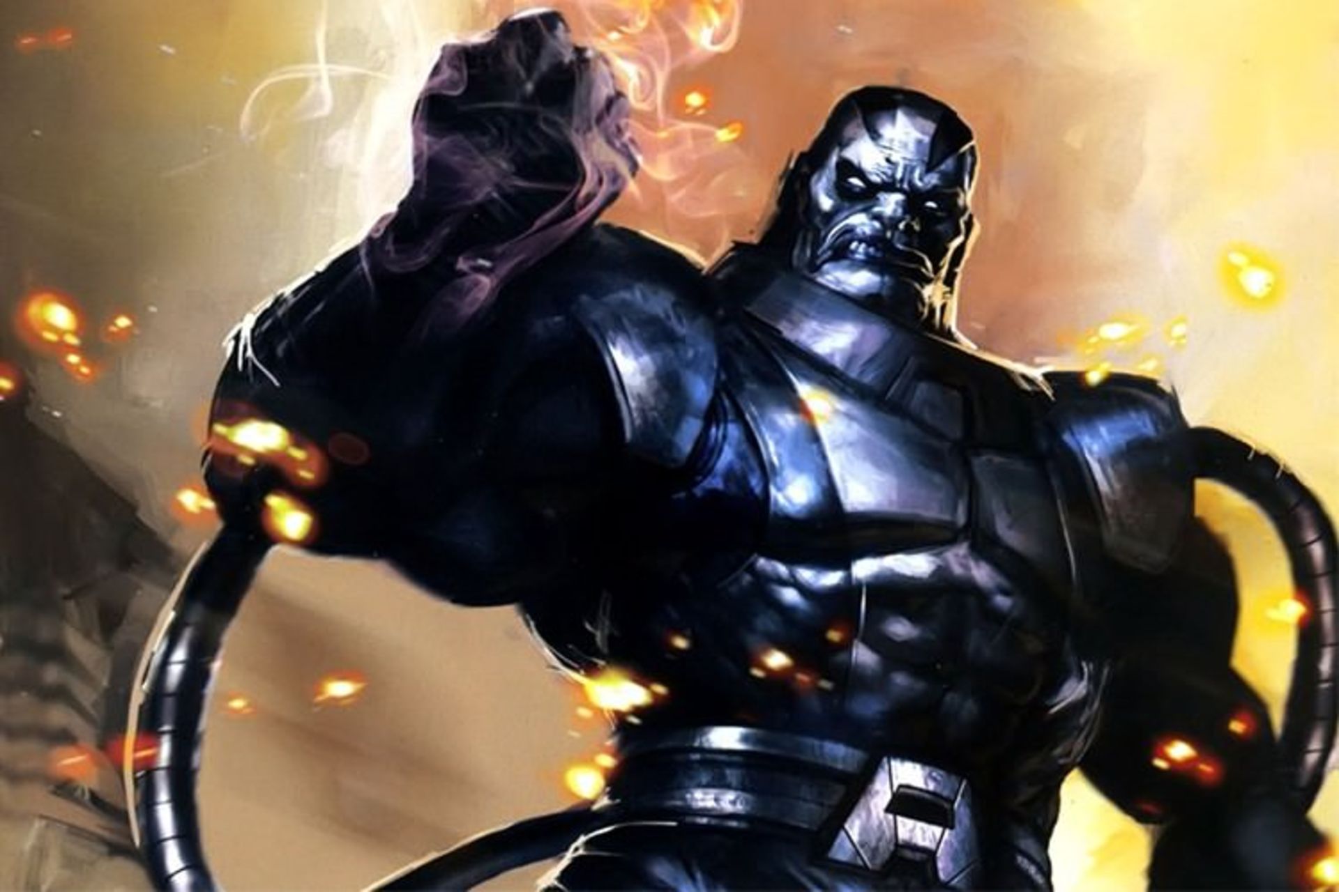 شخصیت Apocalypse/آپوکالیپس در حال نابود کردن چیزی با دستش