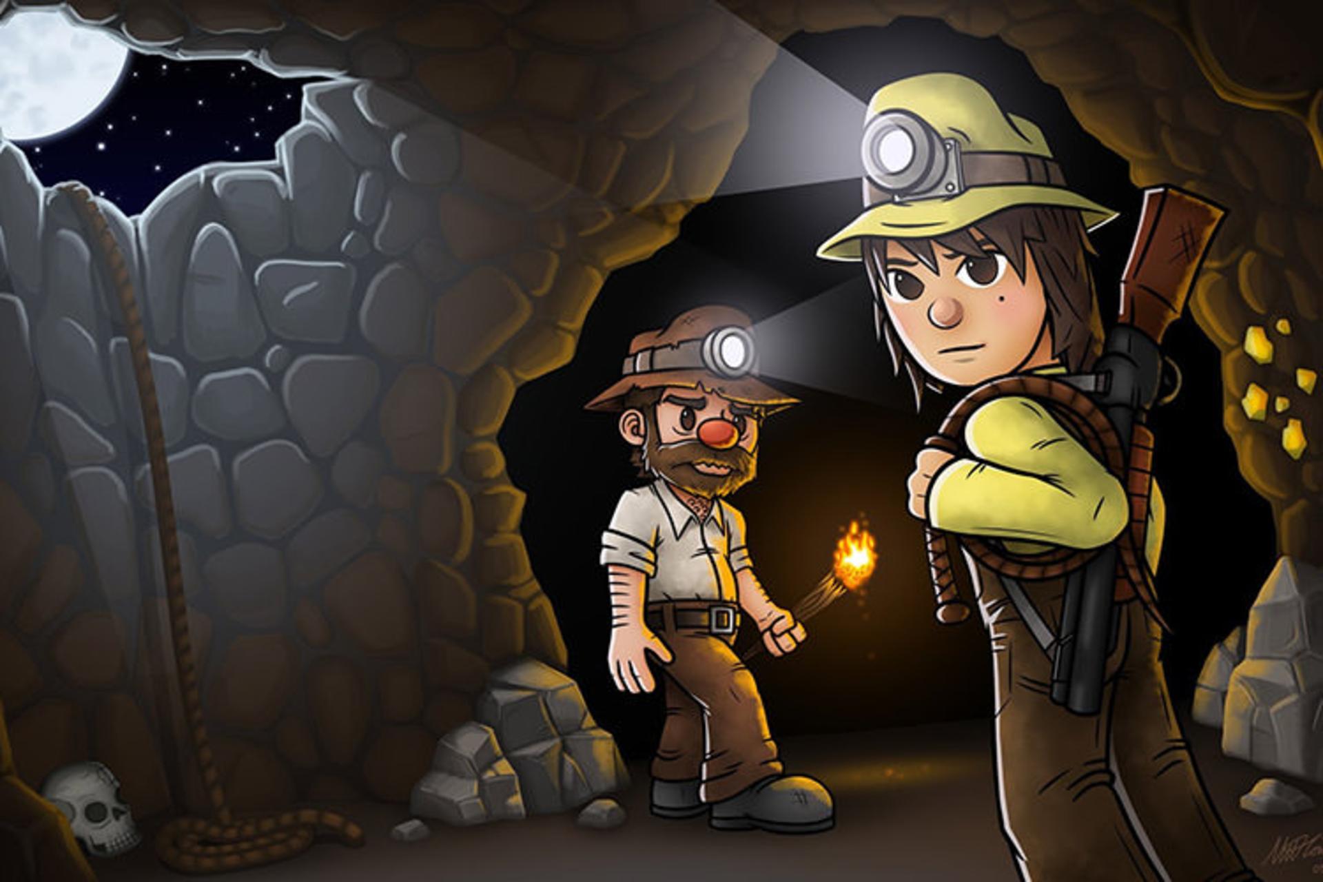 شخصیت های بازی Spelunky در معدن