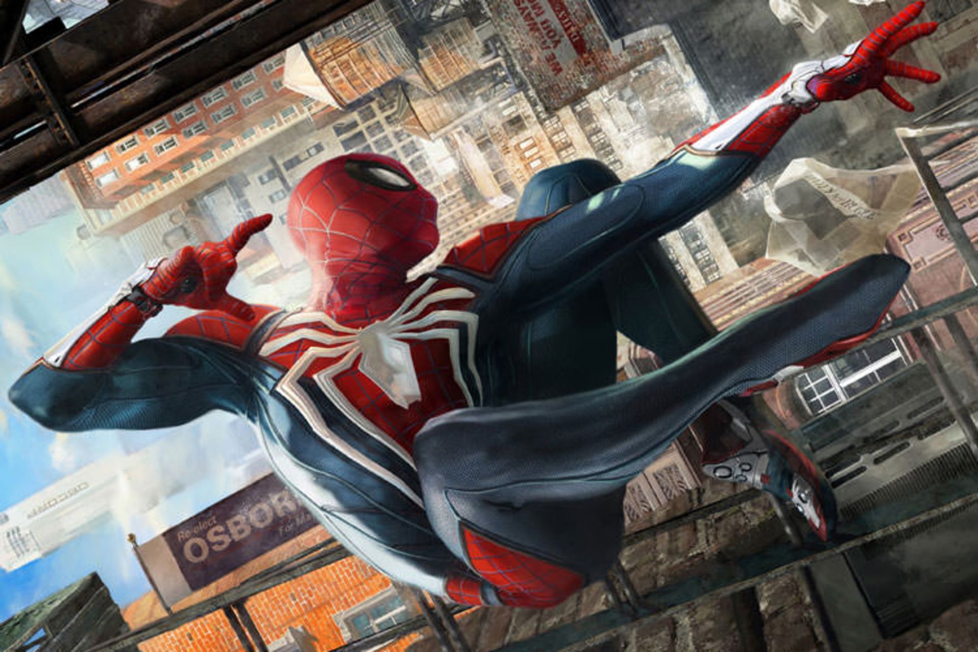 مرد عنکبوتی در حال حرکت در میان ساختمان‌ها در Marvel's Spider-Man 