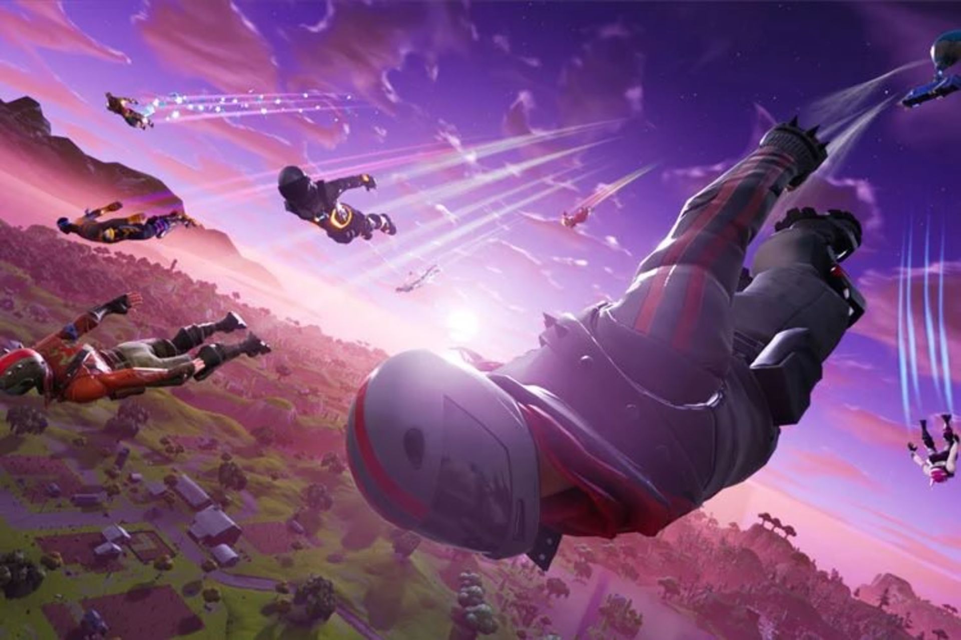 شخصیت های فورتنایت در حال فرود