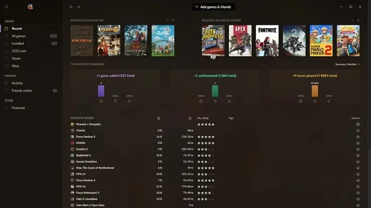 بازی های اپیک گیمز استور در اپلیکیشن GOG GALAXY