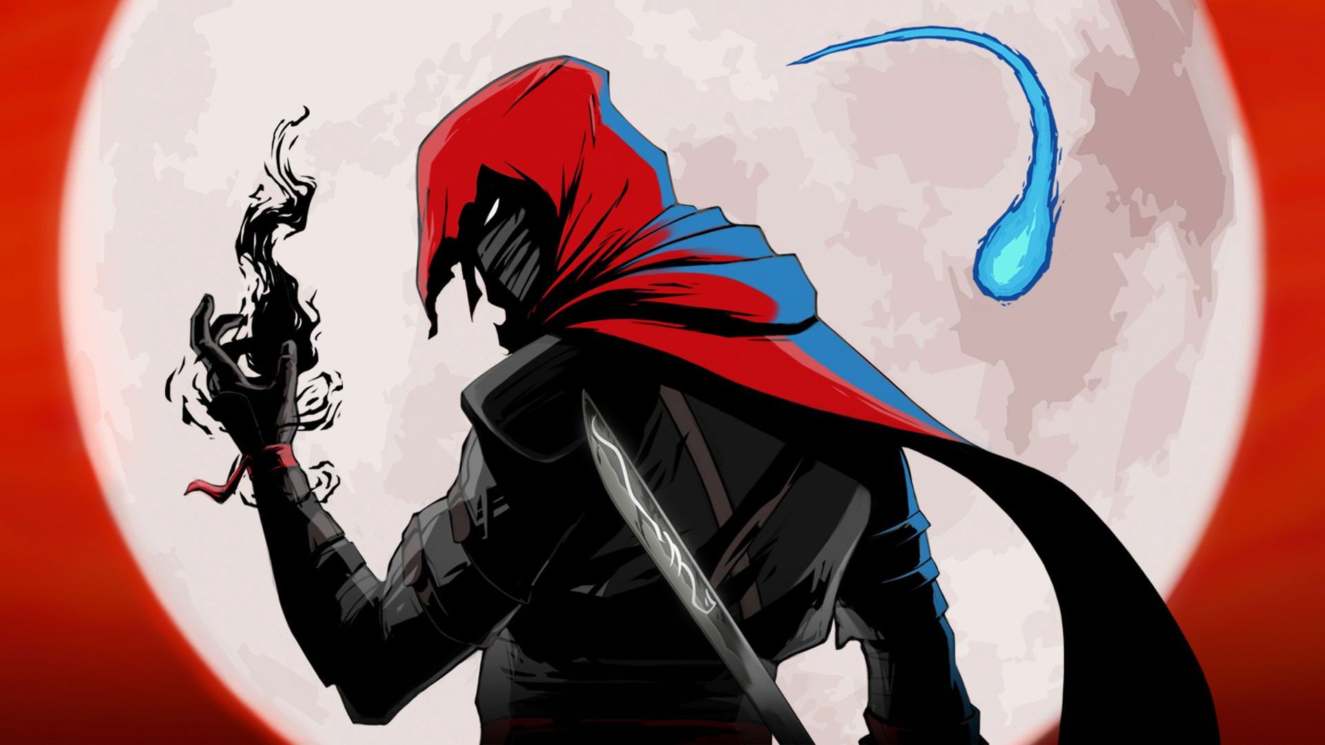قهرمان Aragami ایستاده در مقابل ماه