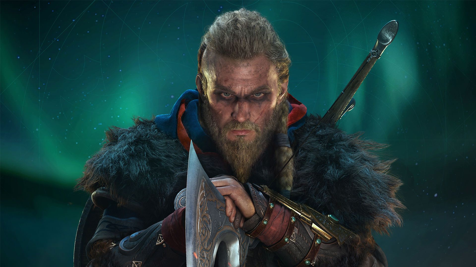 ایوور در حال تکیه به تبر خود در Assassin's Creed Valhalla