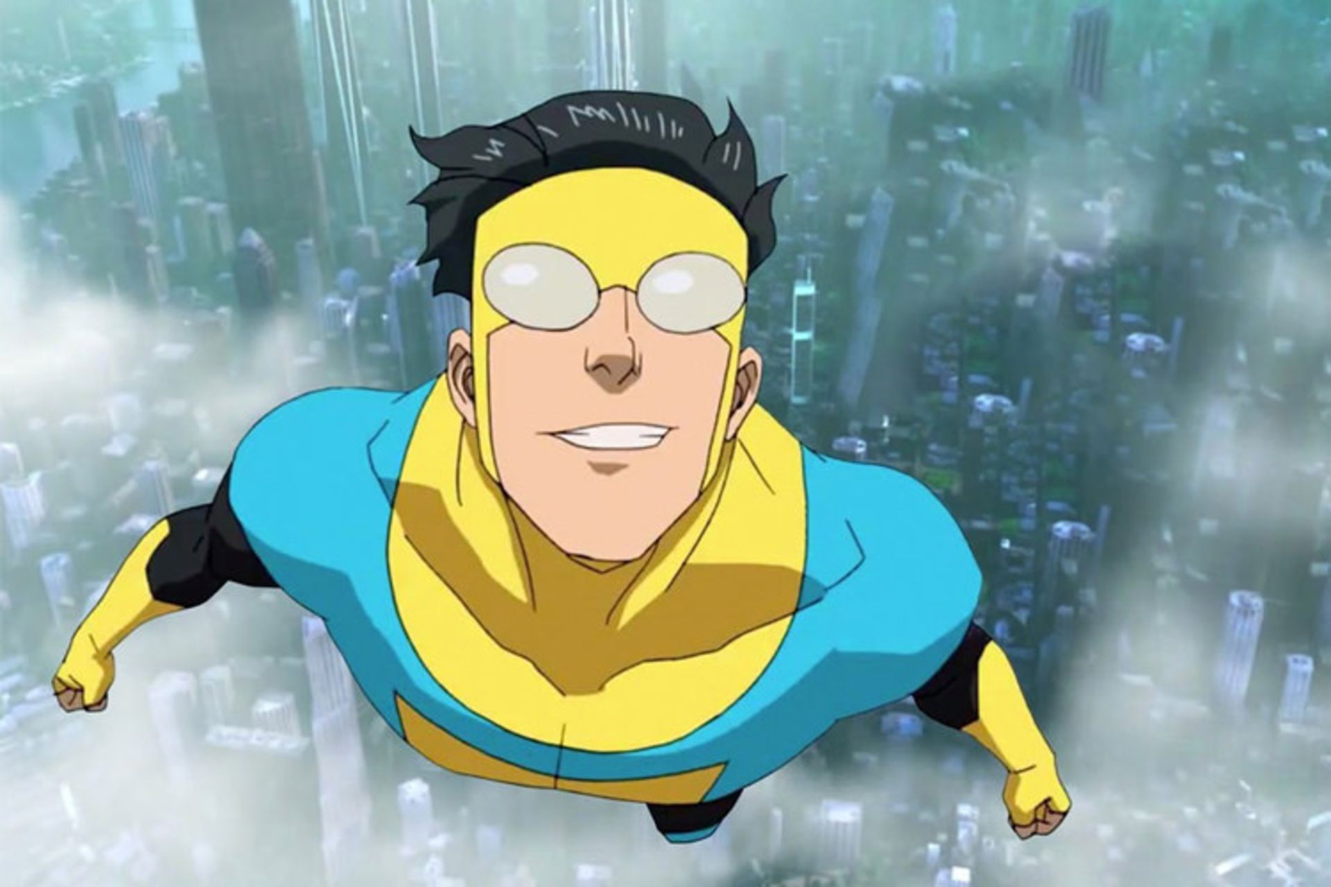 مارک گریسون در حال پرواز در انیمیشن سریالی Invincible 