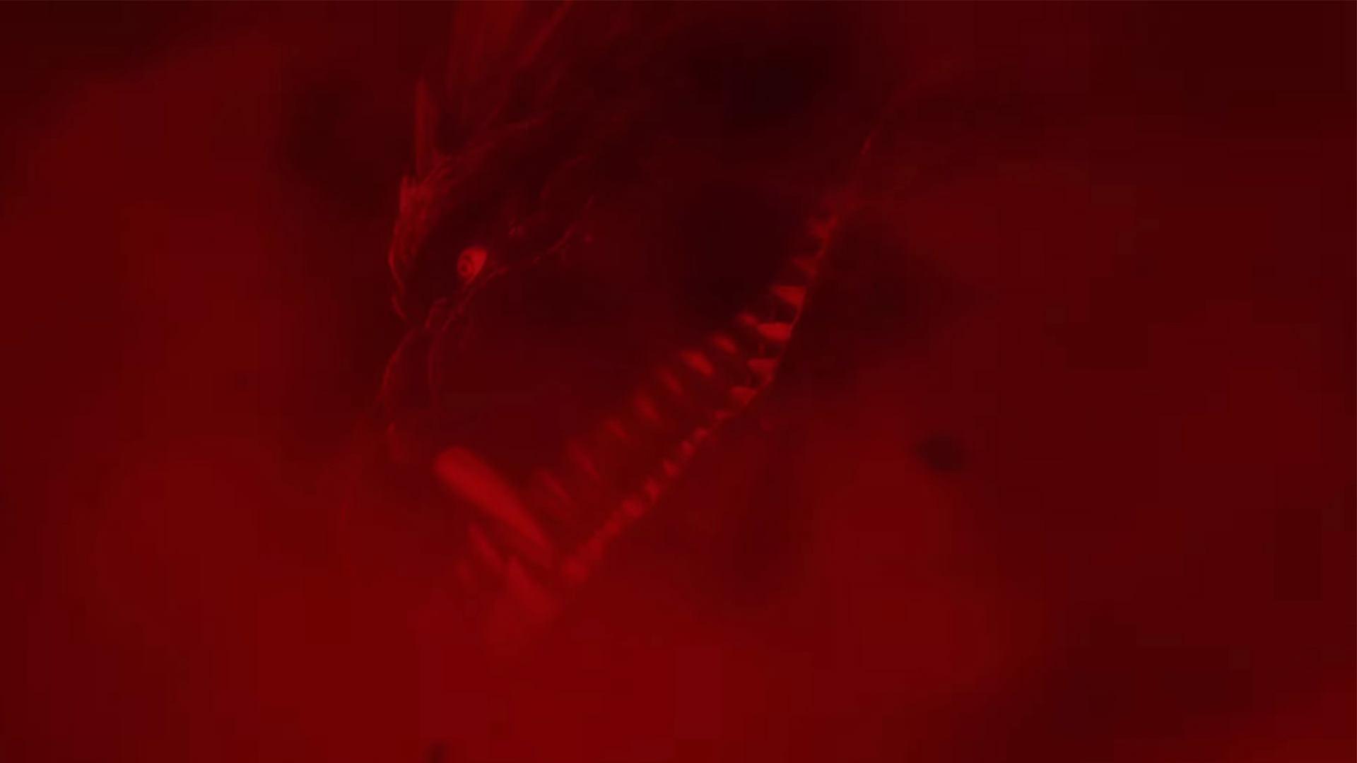 گودزیلا در دودی قرمز رنگ در انیمه Godzilla: Singular Point