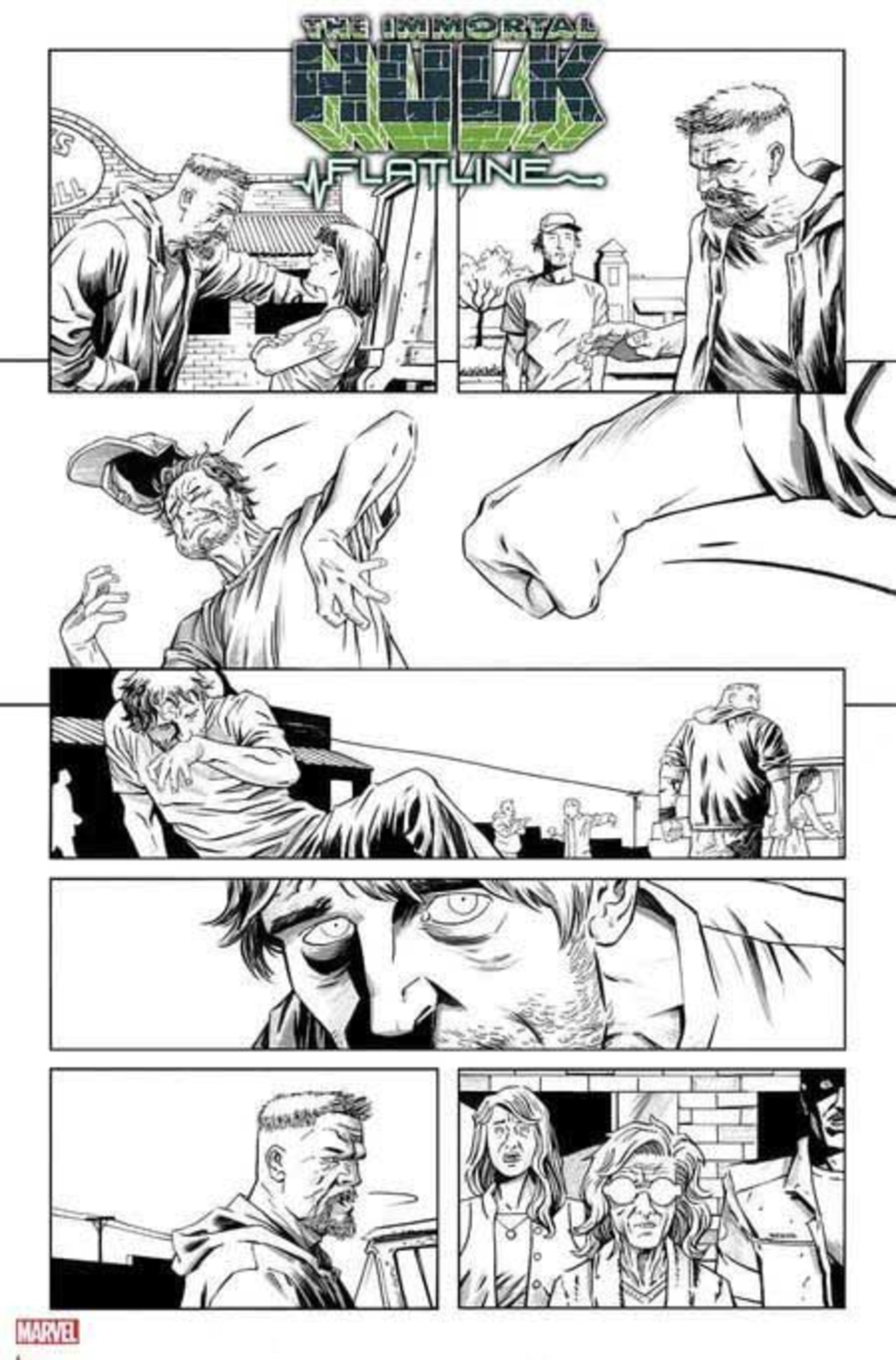 شخصیت هالک در حال مبارزه کردن در کمیک Immortal Hulk: Flatline