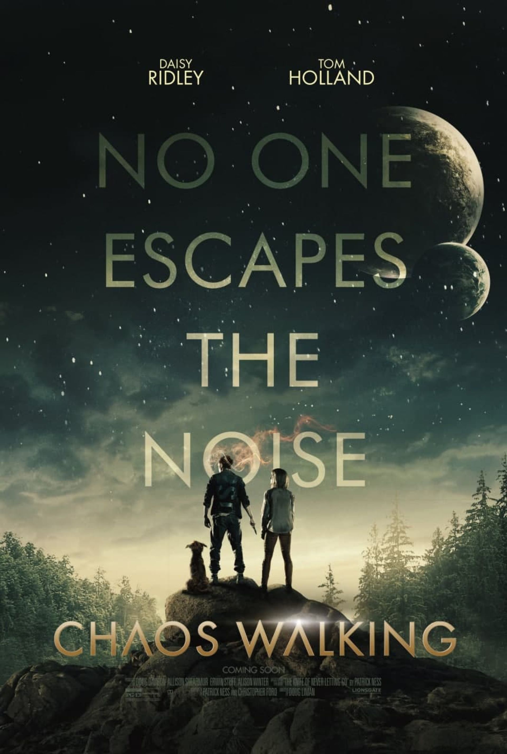 تام هالند و دیزی ریدلی در حال تماشای آسمان در پوستر جدید فیلم Chaos Walking