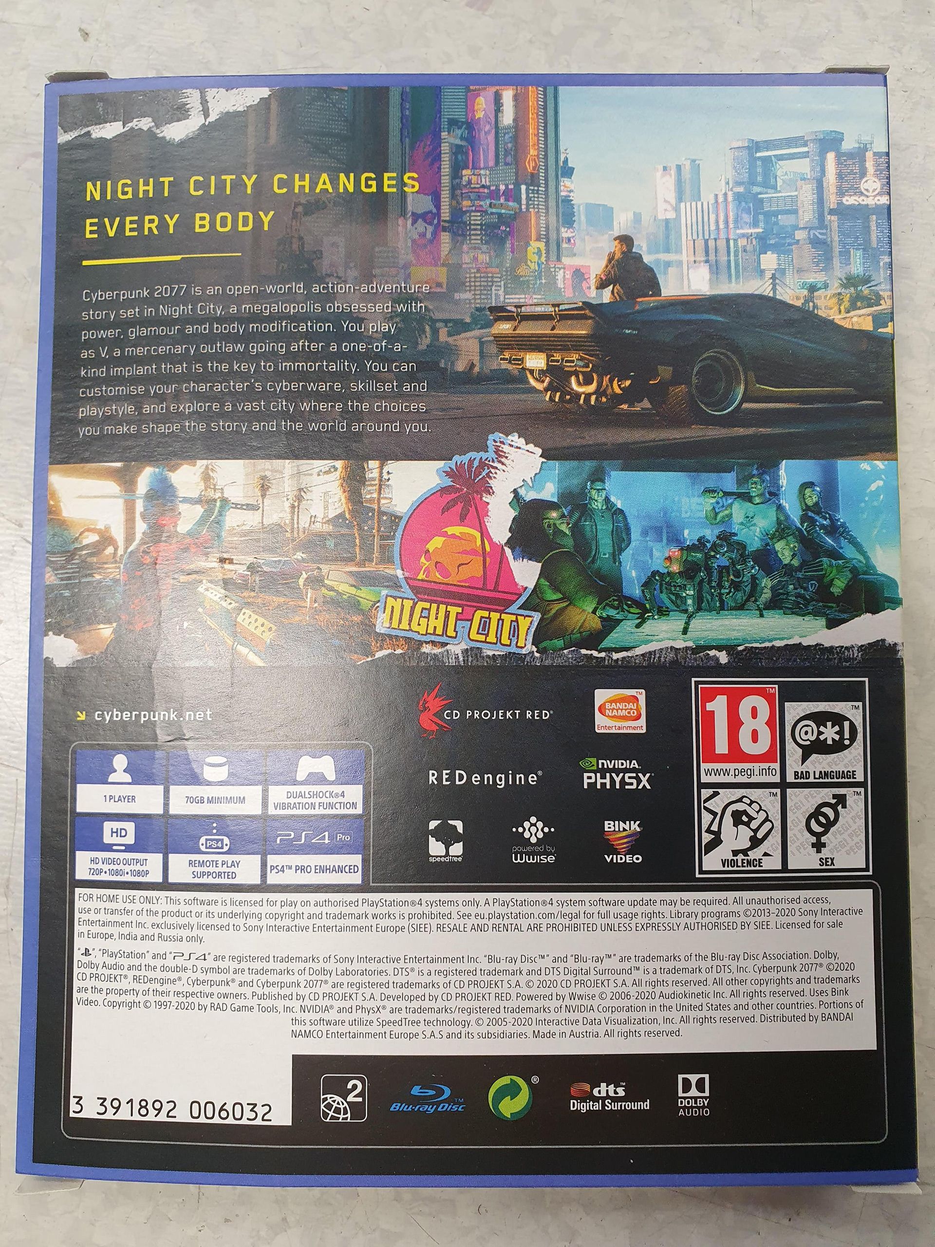 بخش پشتی کاور بازی Cyberpunk 2077 