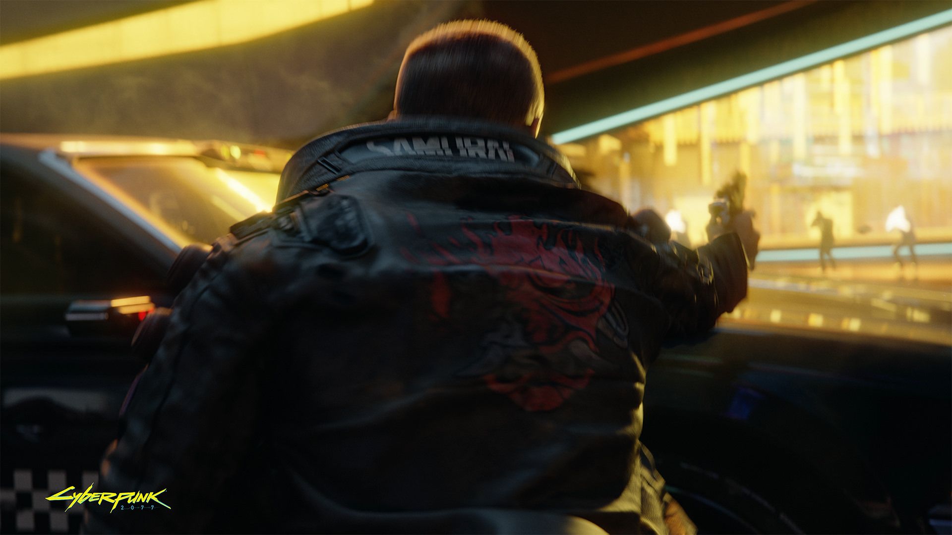 بازی Cyberpunk 2077 و شخصیت اصلی که آماده شلیک با سلاح گرم شده است