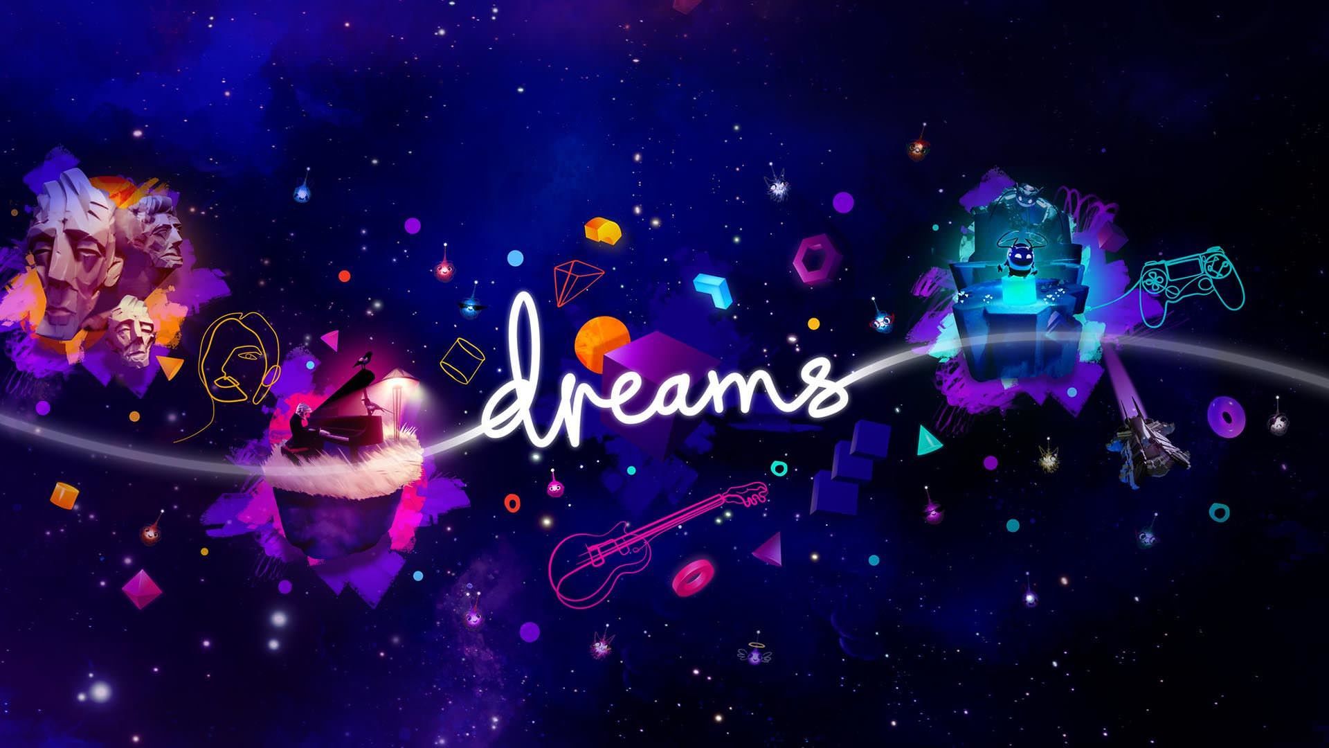 شکل های مختلف در محیط بنفش بازی Dreams