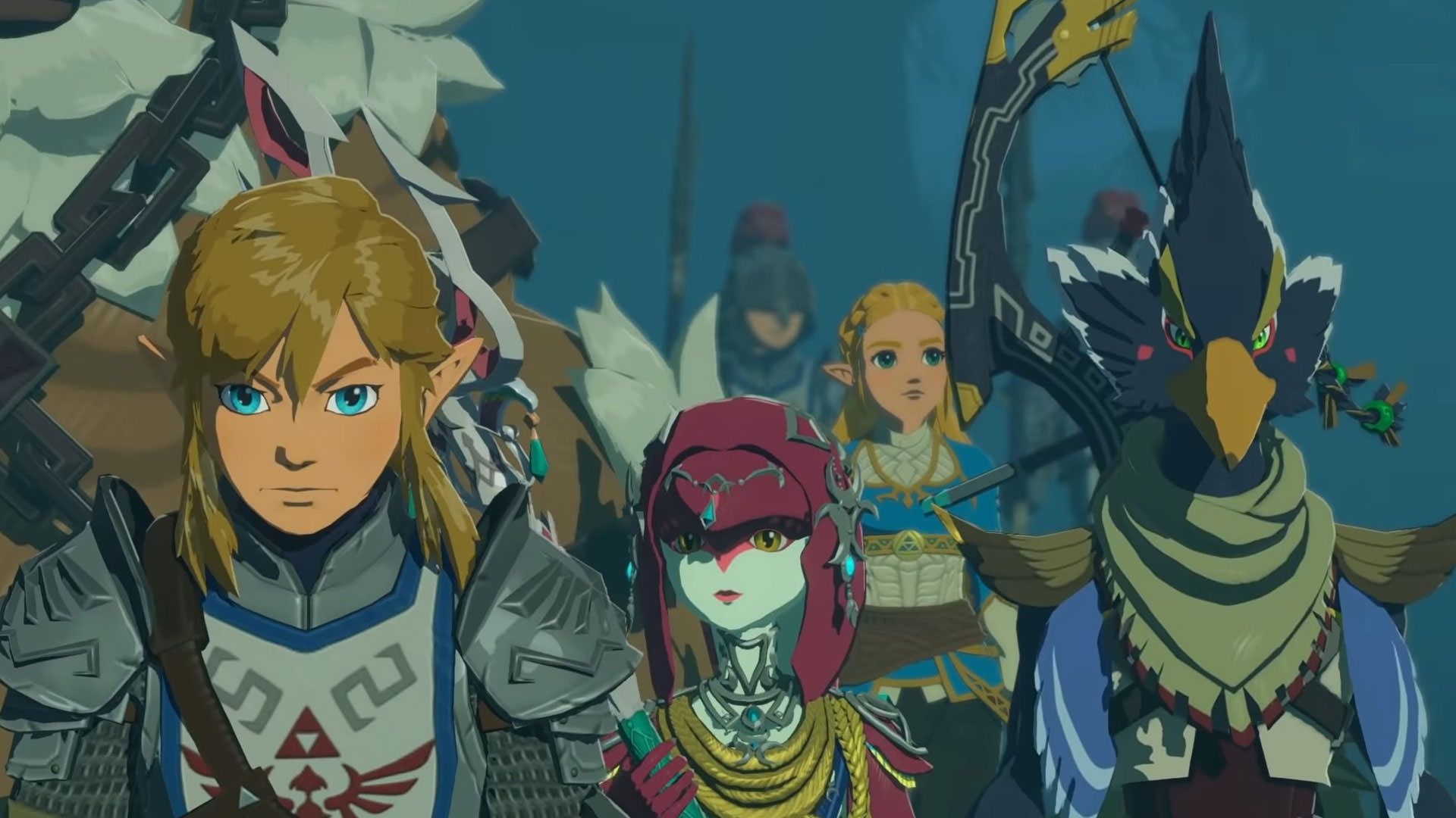 لینک، روالی و میفا در بازی Hyrule Warriors: Age of Calamity