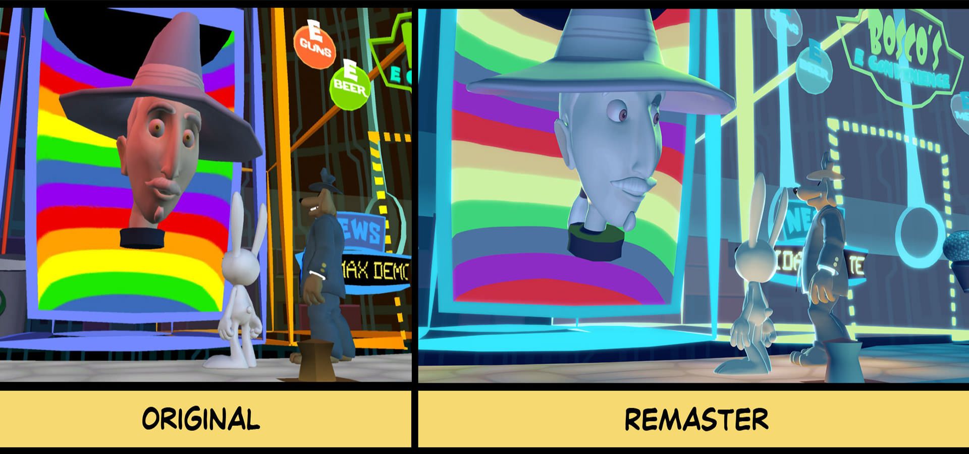 تصاویر مقایسه‌ی بازی اصلی با ریمستر در Sam and Max Save the World