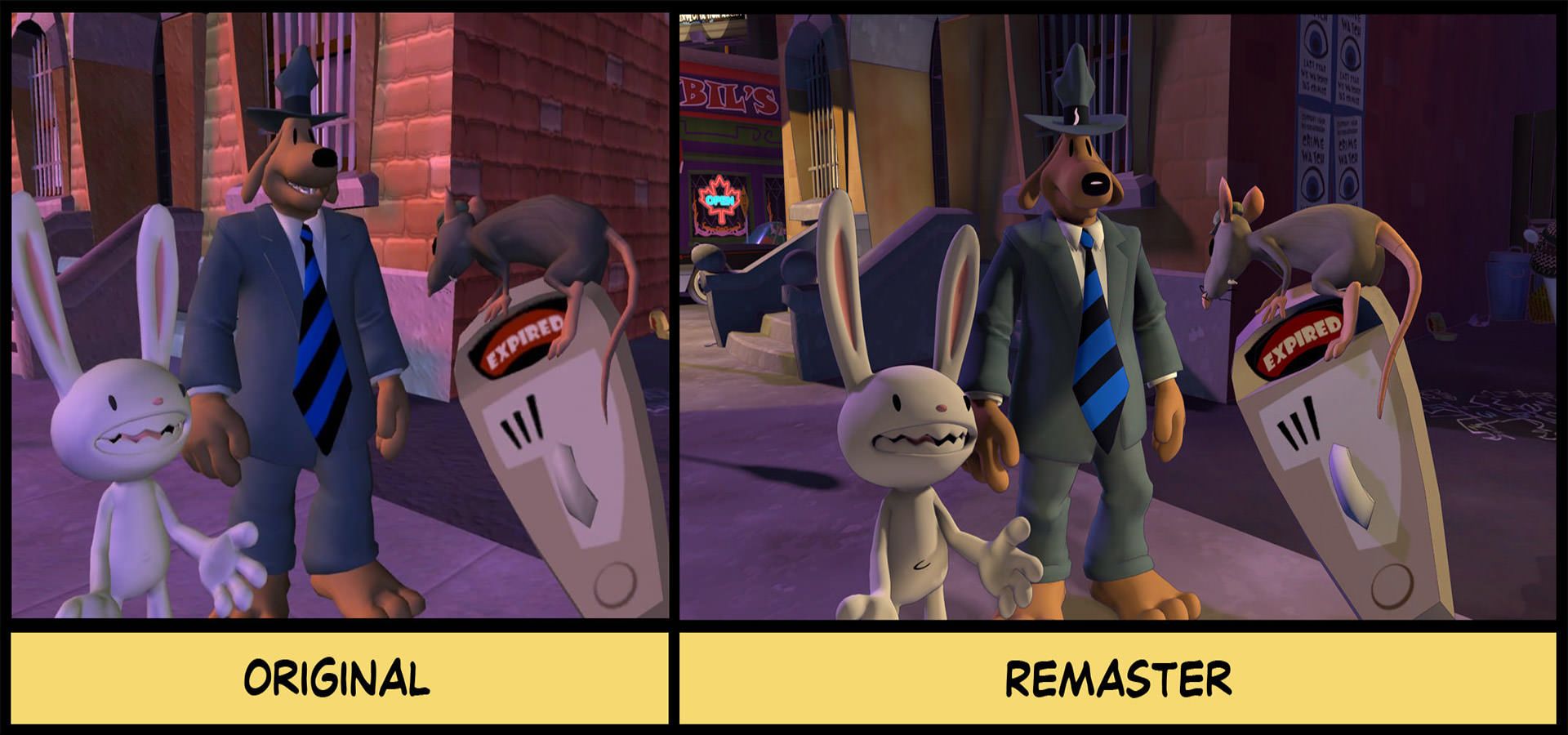 تصاویر مقایسه‌ی بازی اصلی با ریمستر در Sam and Max Save the World