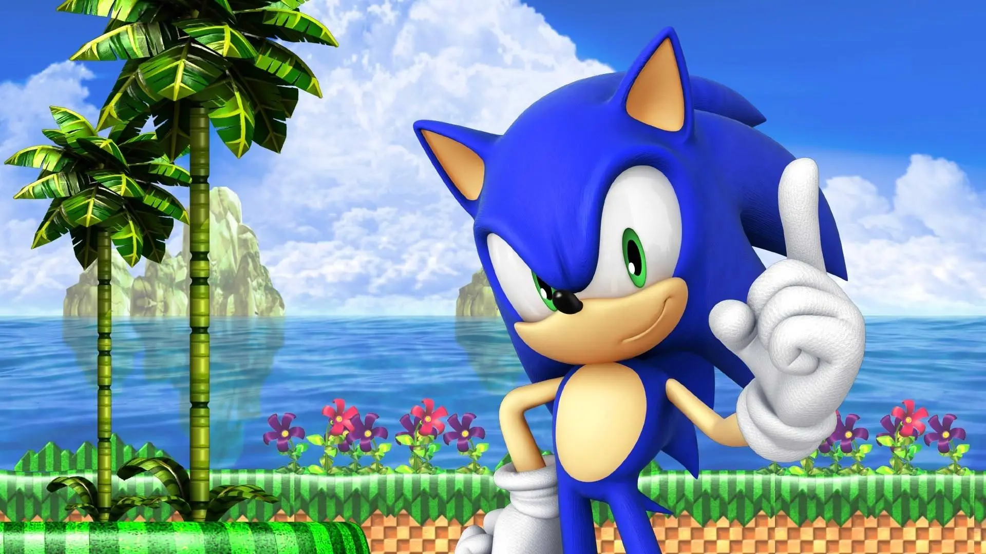سونیک در مرحله جزیره‌ای بازی Sonic the Hedgehog