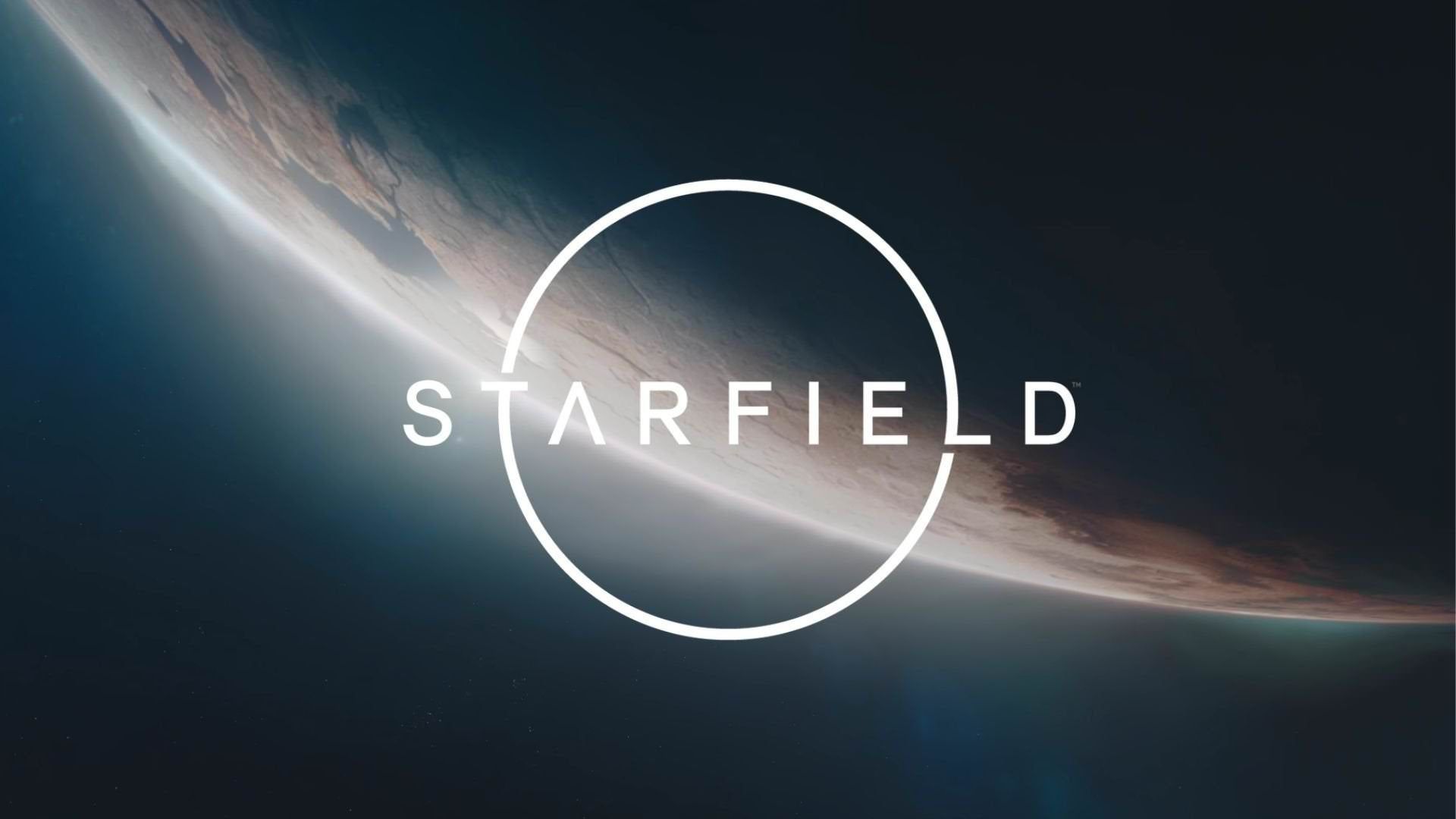 لوگو بازی Starfield از بتسدا در دل فضا و مقابل یک سیاره