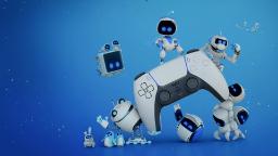 شخصیت‌های Astro's Playroom در اطراف دسته‌ی دوال سنس