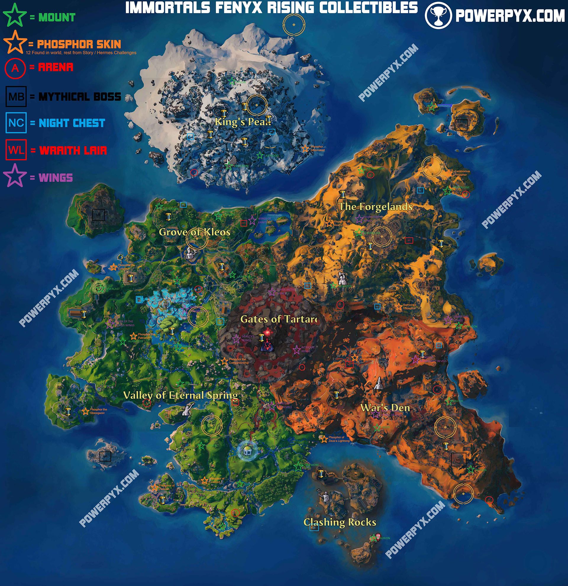 نقشه آیتم های جمع آوری بازی Immortals Fenyx Rising