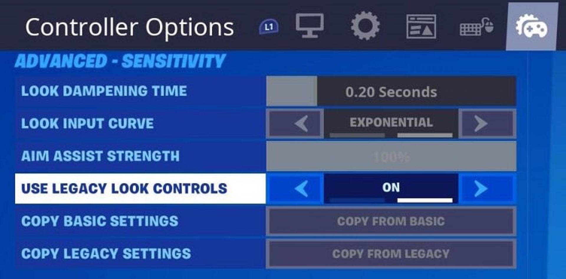 Fortnite legacy controls