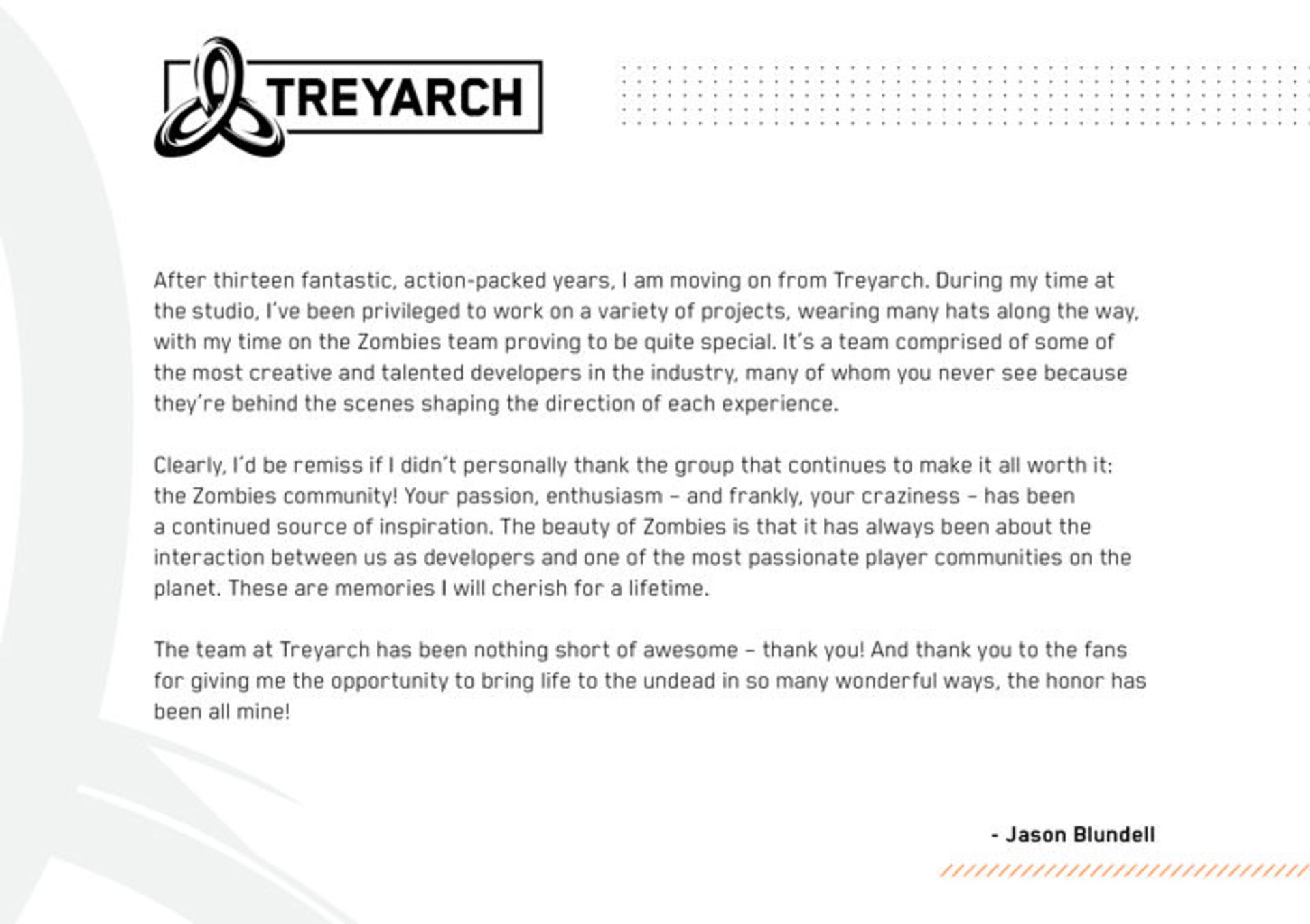 Jason Blundell Statement / بیانیه‌ی جیسون بلاندل