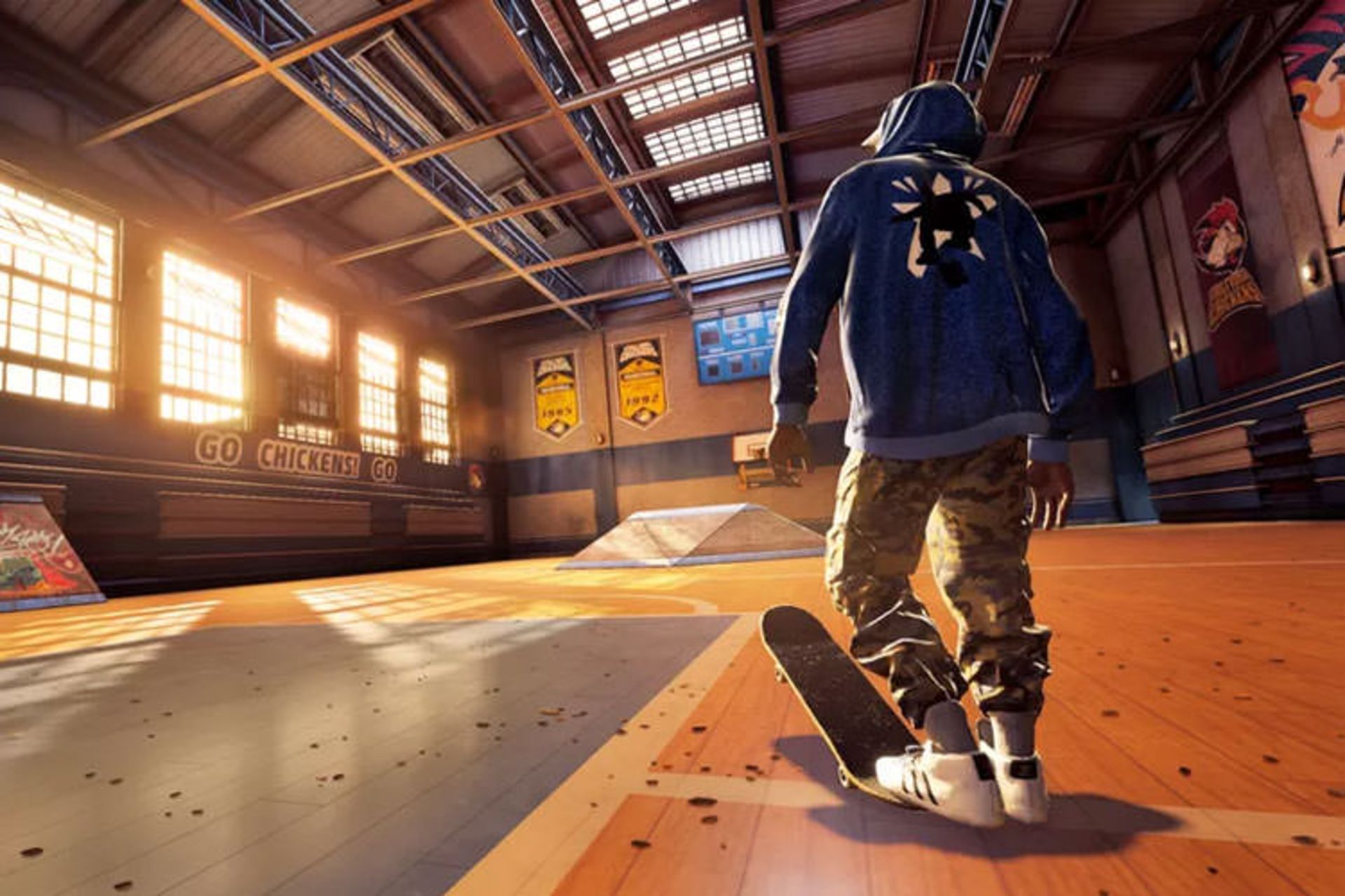 ایستادن روی اسکیت در سالن در بازی Tony Hawk’s Pro Skater 1+2