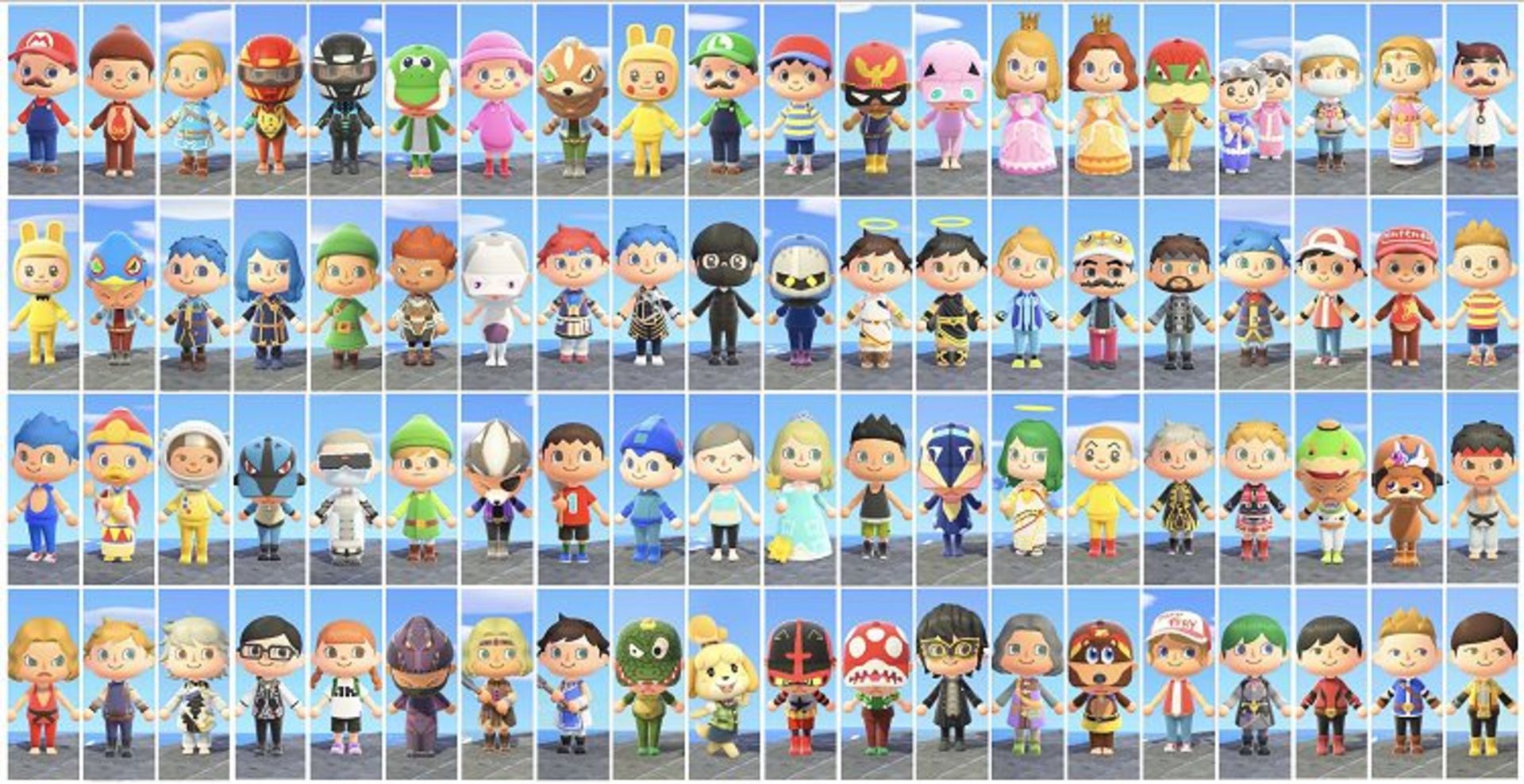 entire Smash Bros. roster in Animal Crossing: New Horizons