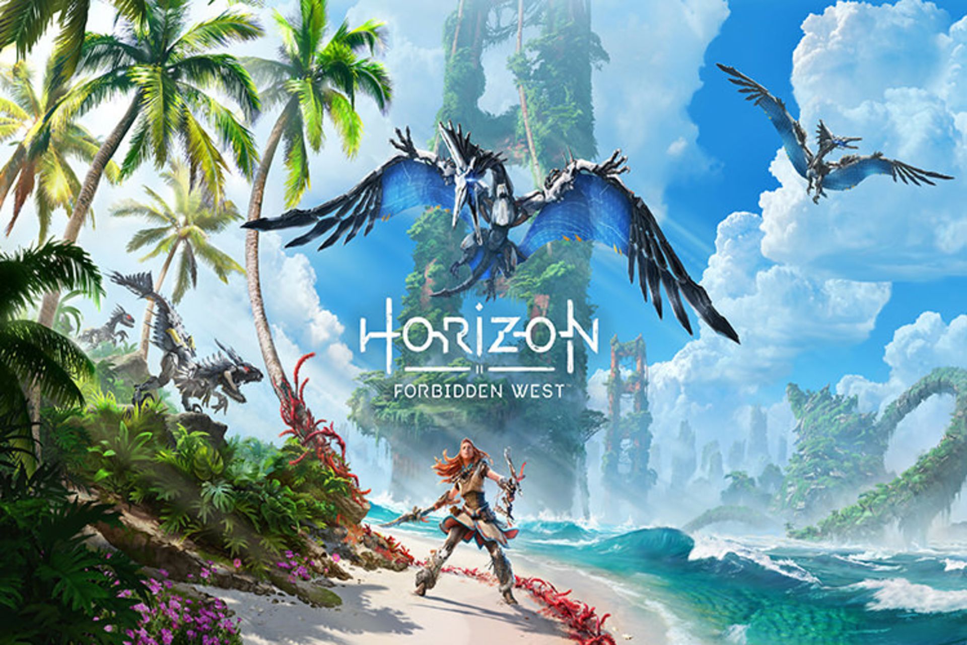 شخصیت الوی وسط ساحل در محاصره دشمنان بازی Horizon Forbidden West