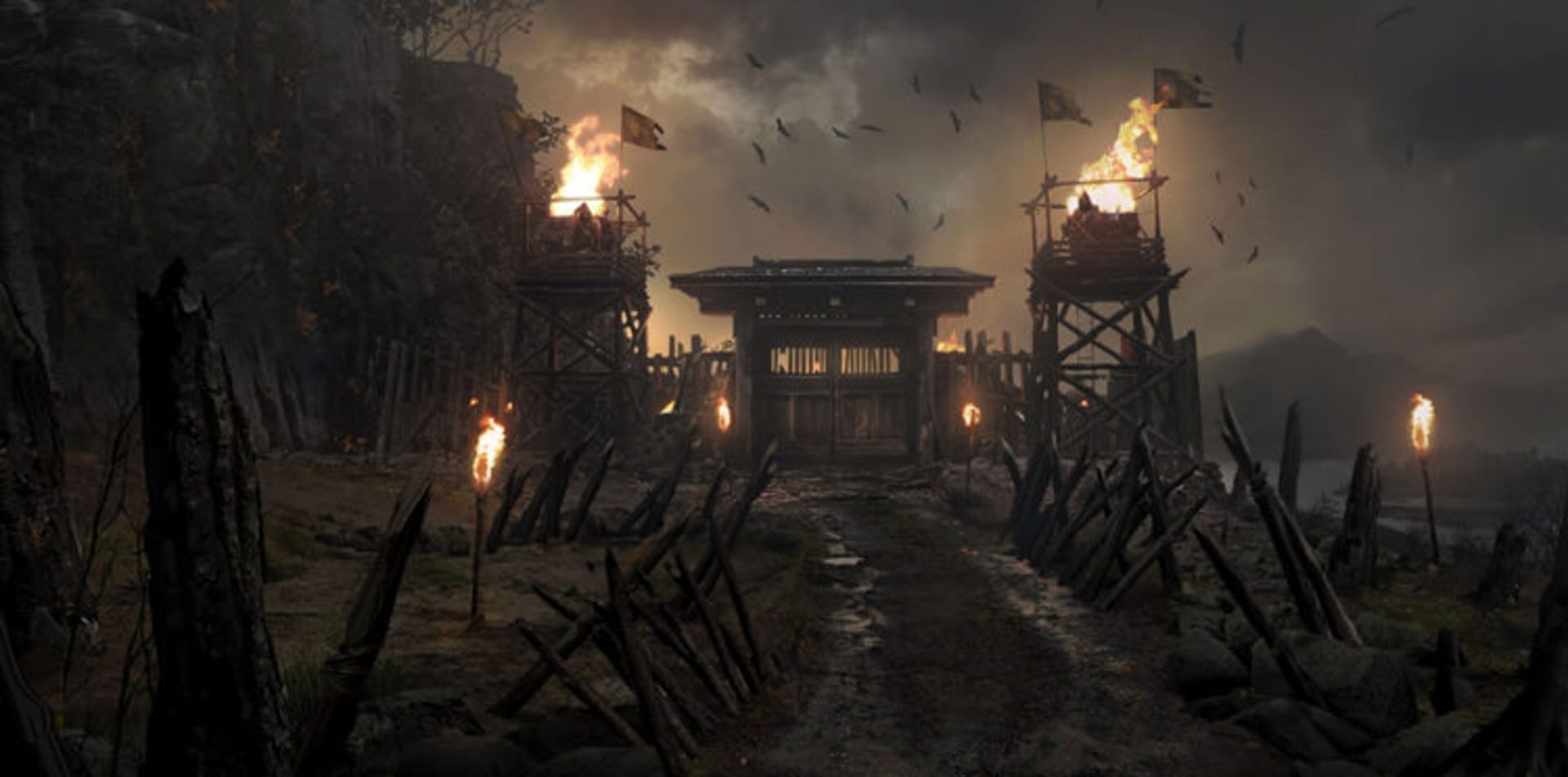 طرح مفهومی از محیط تاریک و شب بازی Ghost of Tsushima