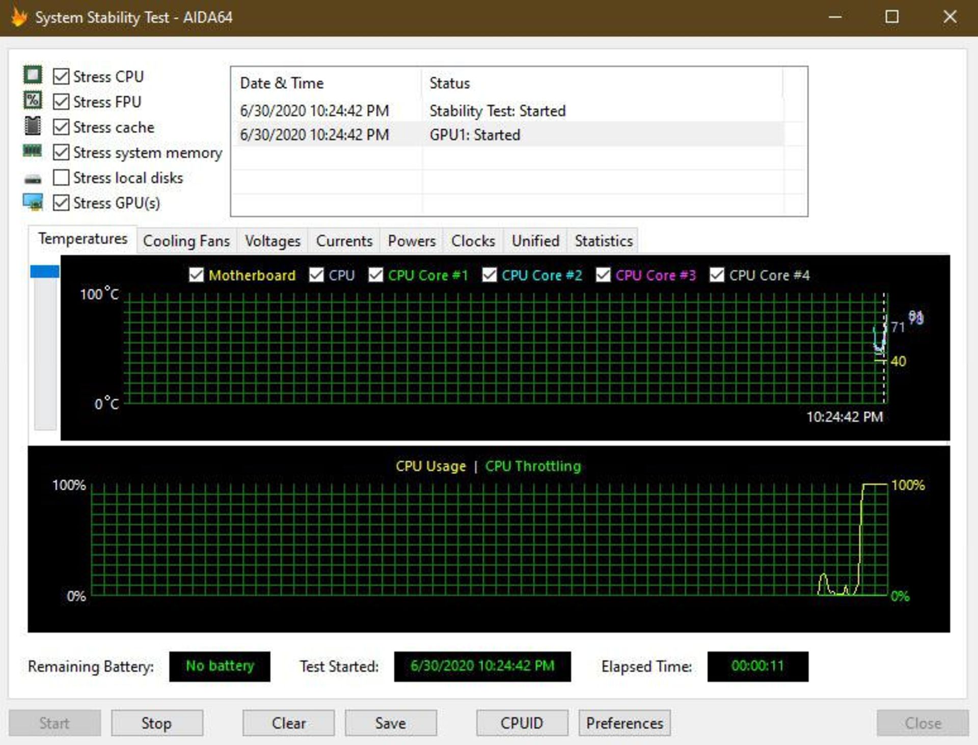 AIDA64 System Stability Test