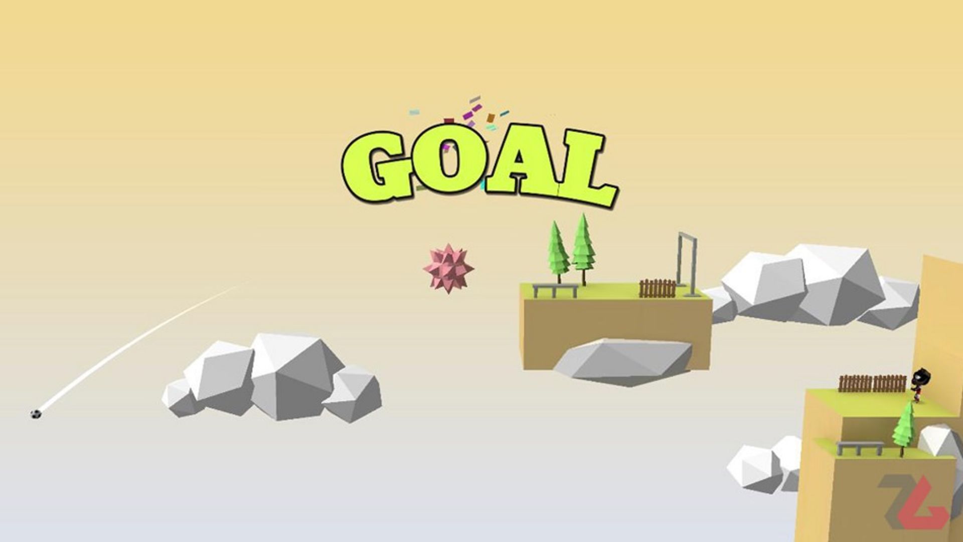 پرواز توپ فوتبال میان ابرها در بازی Stickman Trick Soccer