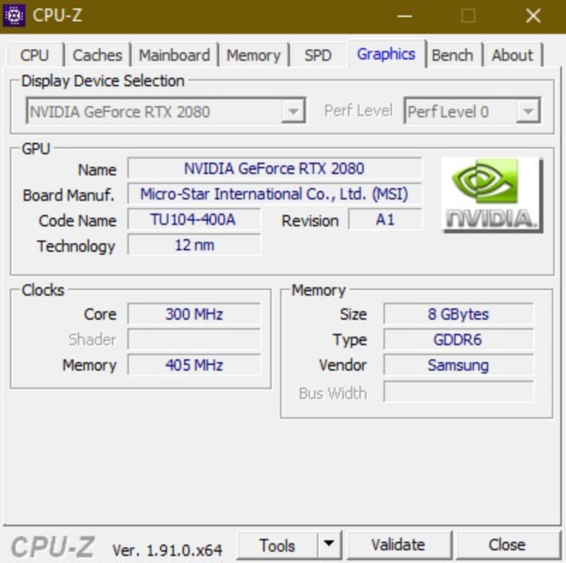 اطلاعات کارت گرافیک در CPU-Z