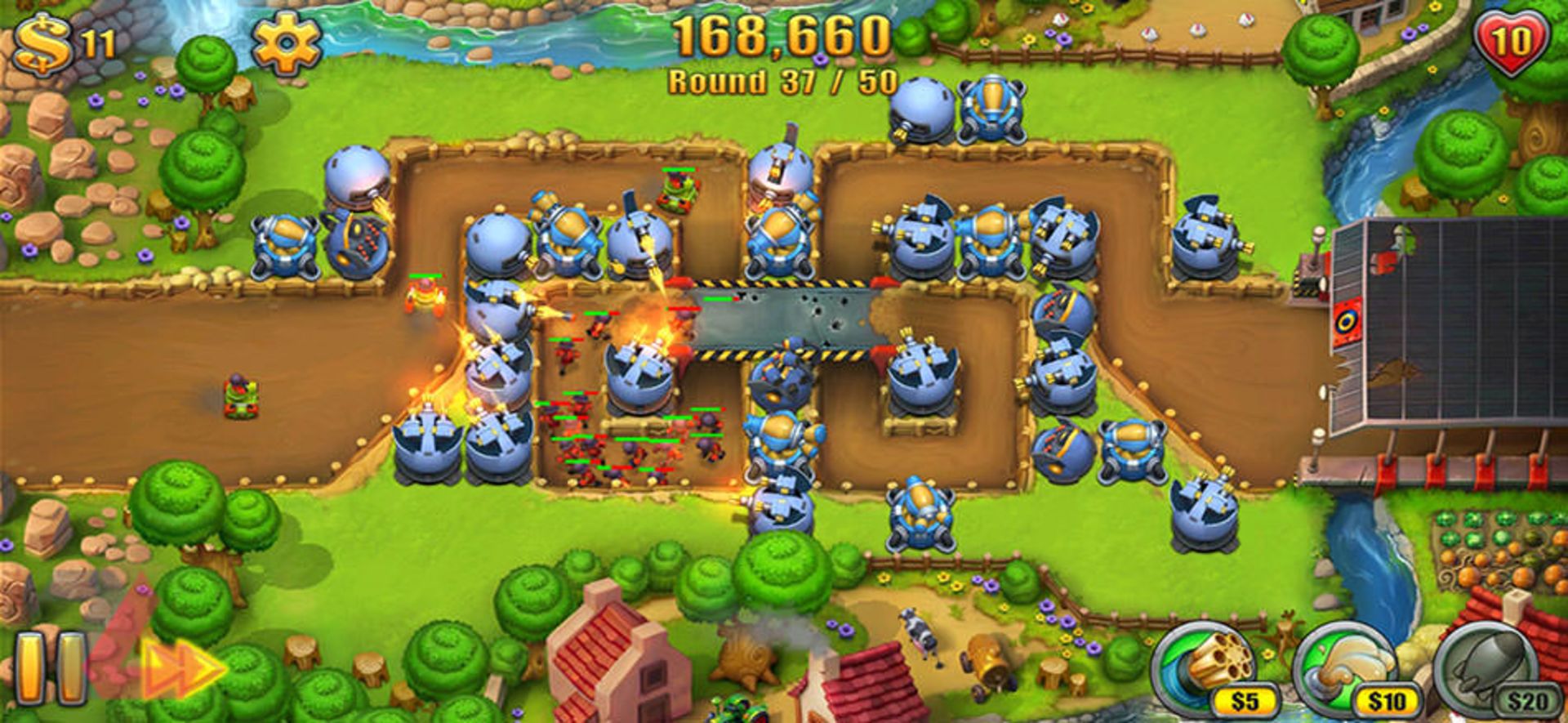 نمایی از گیم پلی از بازی موبایل Fieldrunners 2 در روز 