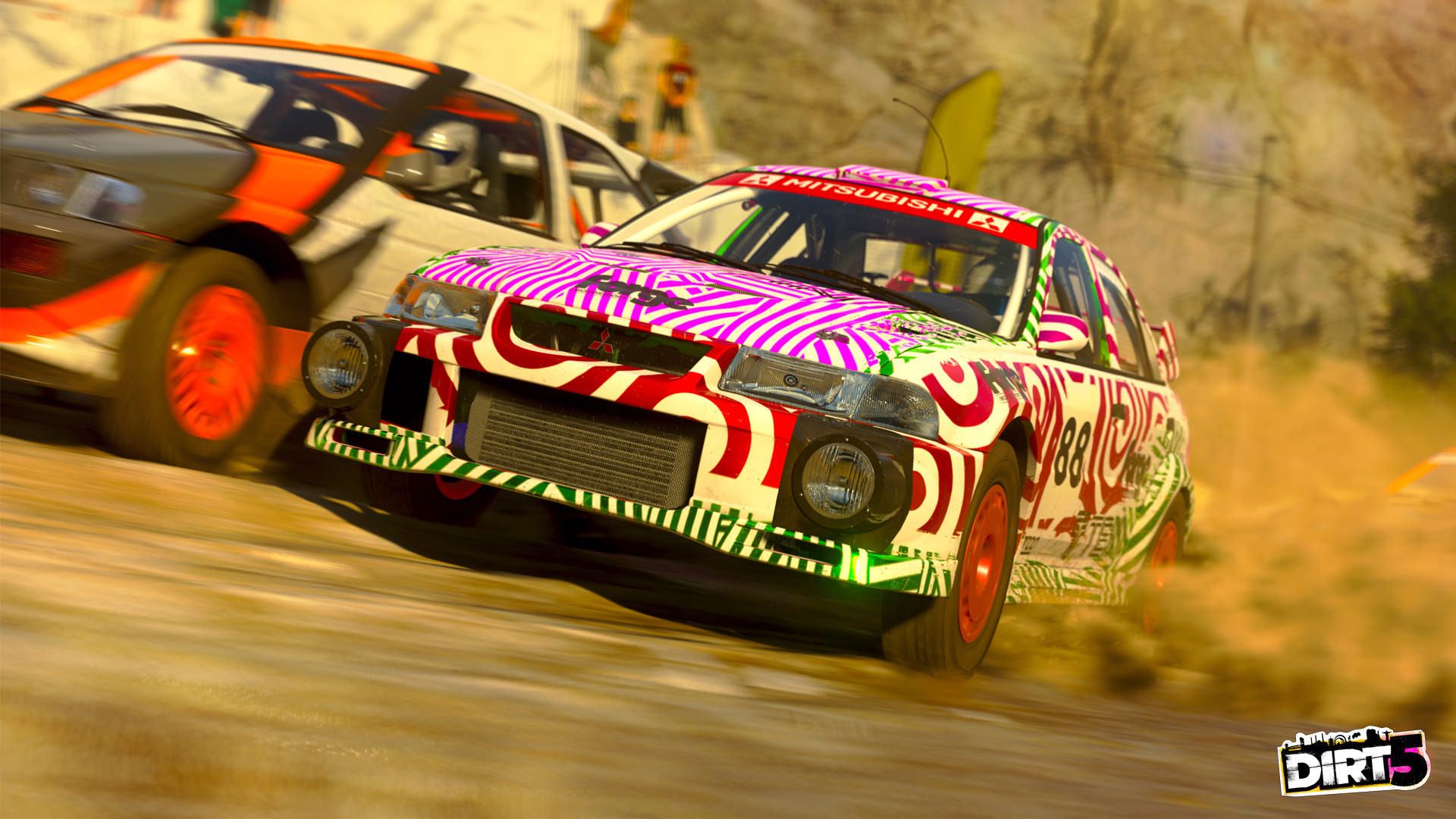 مسابقه و رقابت تنگاتنگ دو ماشین در بازی Dirt 5