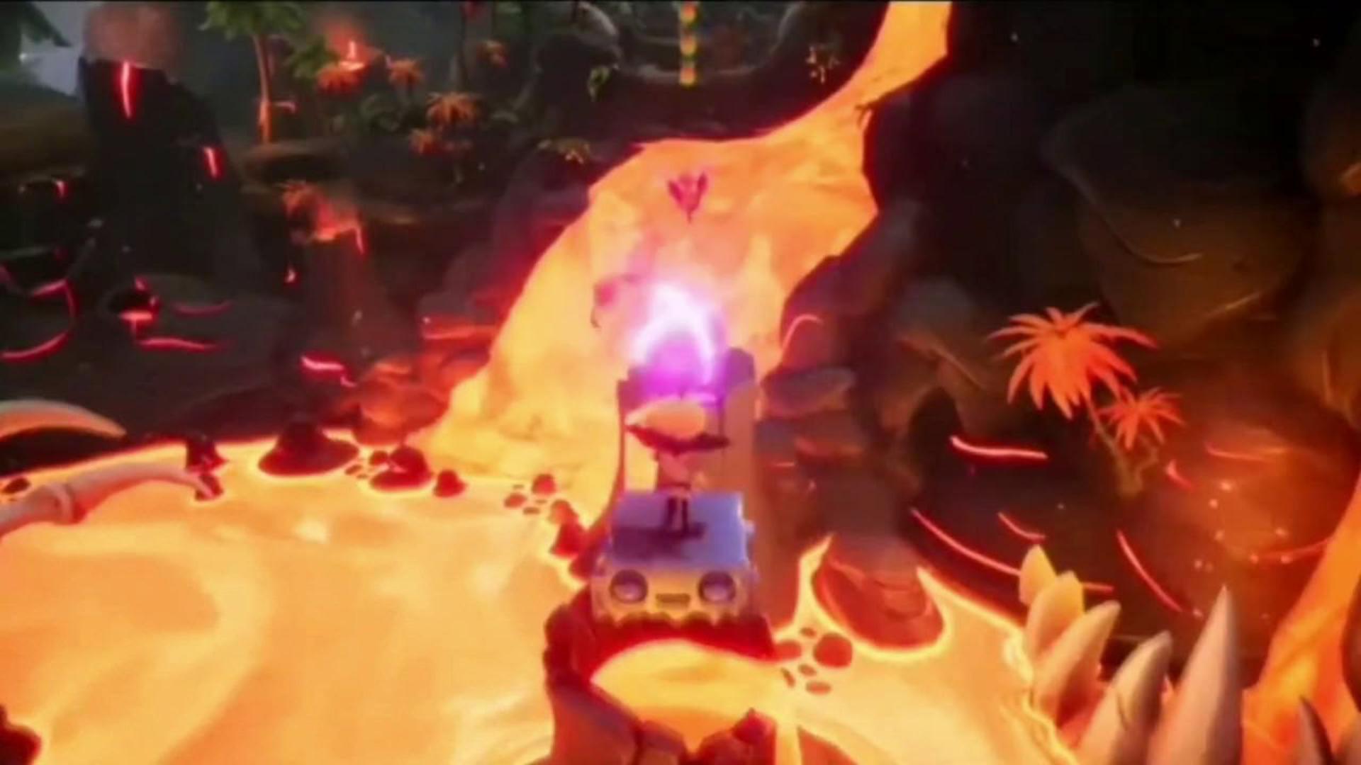 شخصیت کورتکس در محیط مذاب بازی Crash Bandicoot 4: It’s About Time