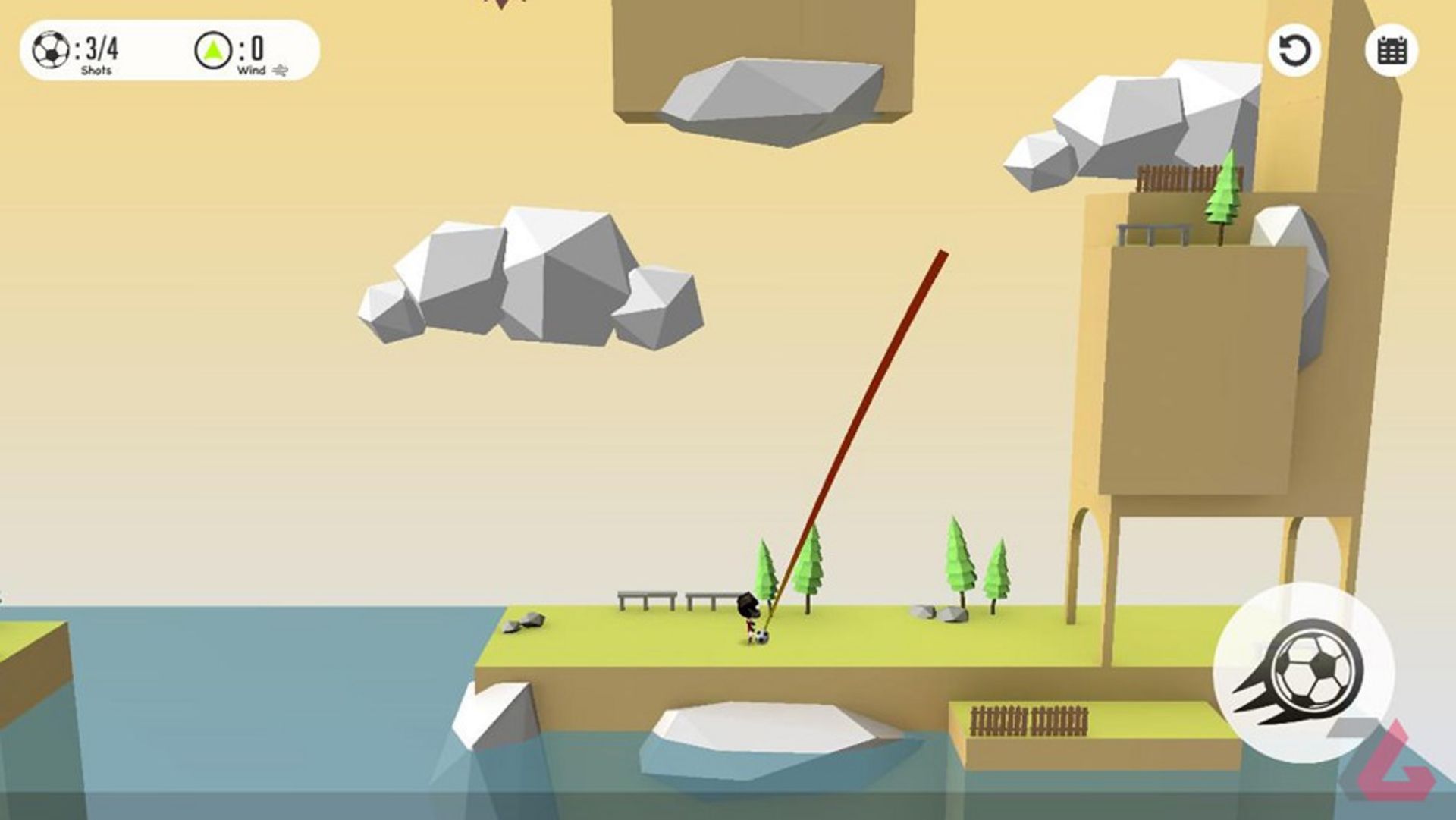 عبور دادن توپ از میان ساختمان ها در بازی Stickman Trick Soccer