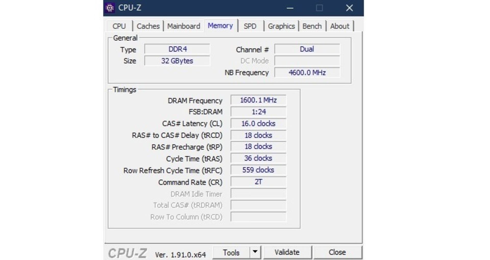 CPU -Z Memory Info 