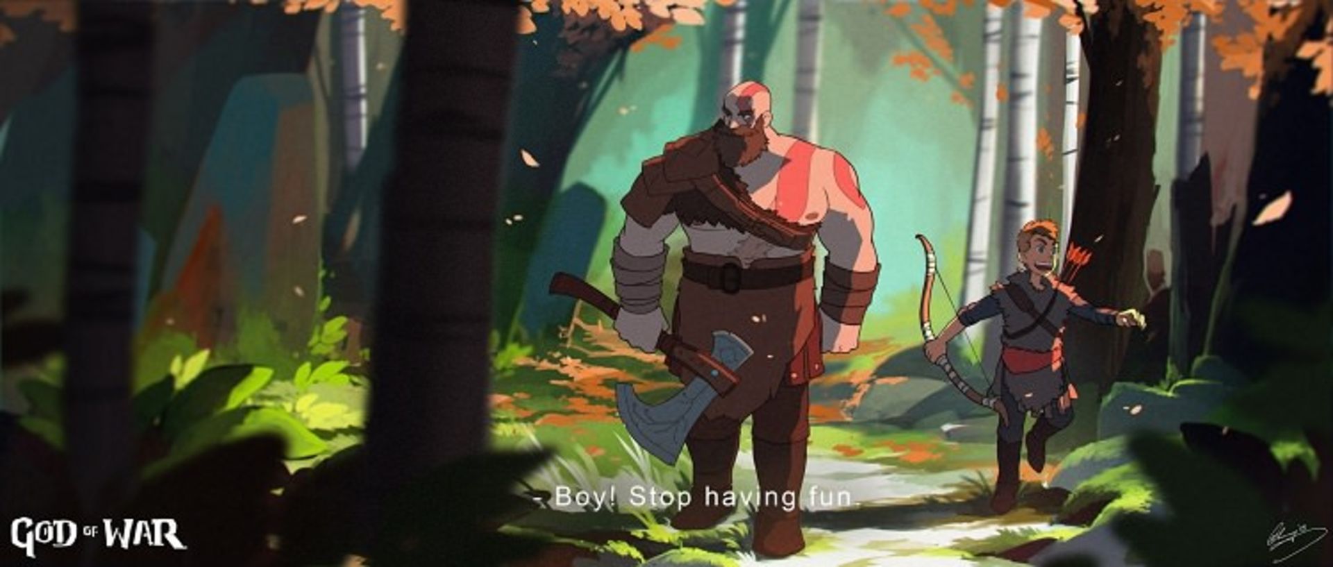 کانسپت هنری بازی God of War به سبک انیمیشن های استودیوی جیبلی