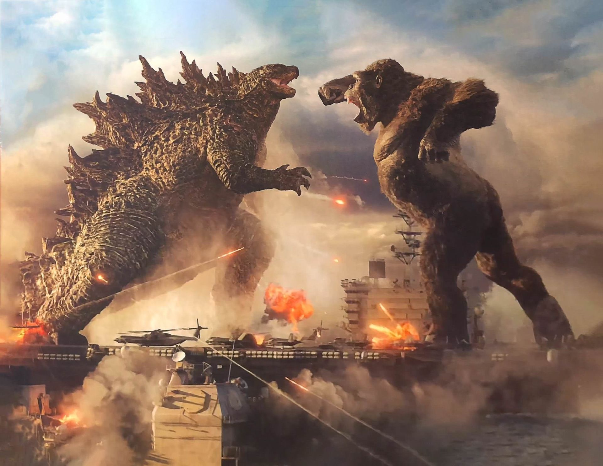 نبرد گودزیلا با کینگ کونگ روی ناو هواپیمابر در فیلم Godzilla vs Kong